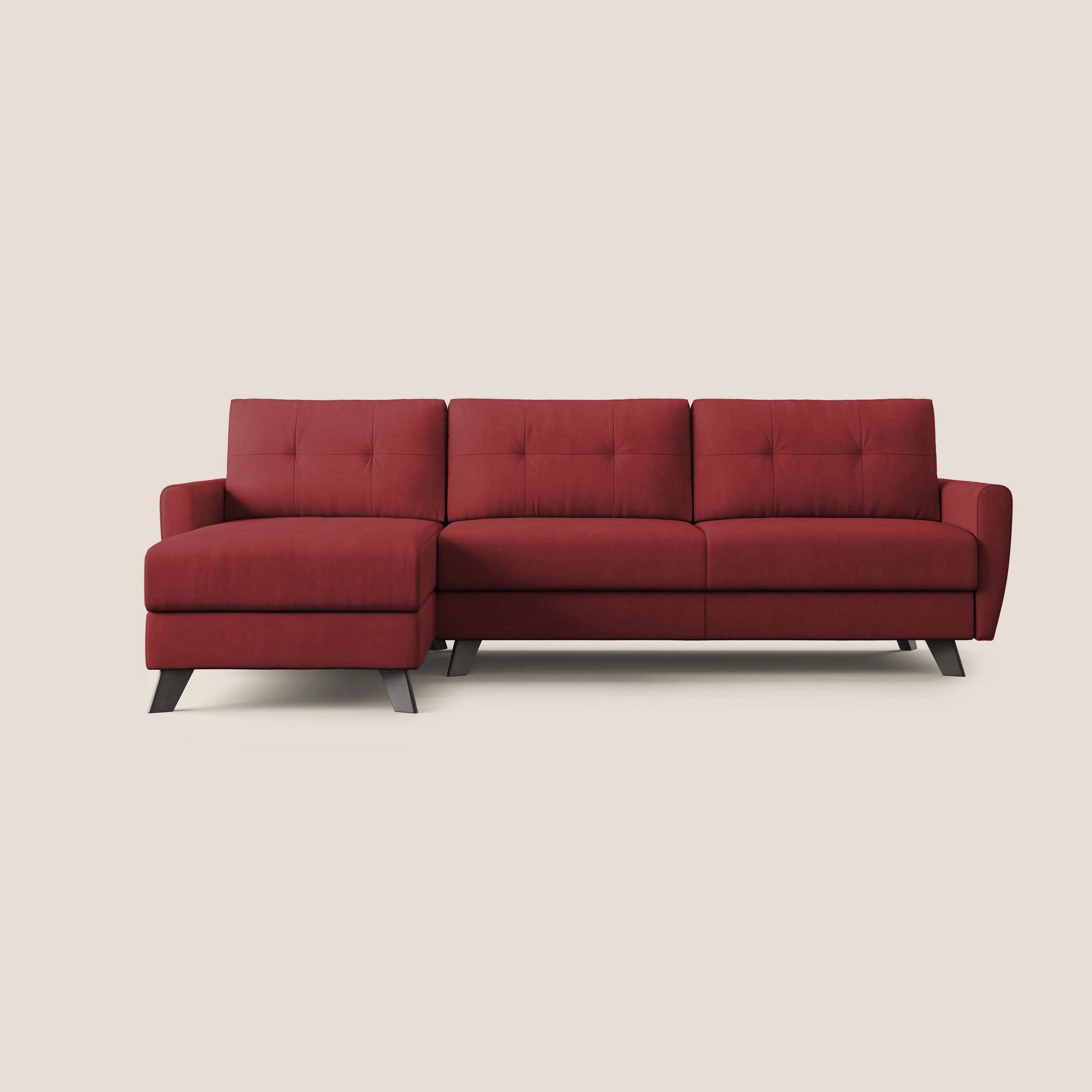 Callisto Canapé d'angle convertible en tissu doux imperméable T02 rouge - Image 7