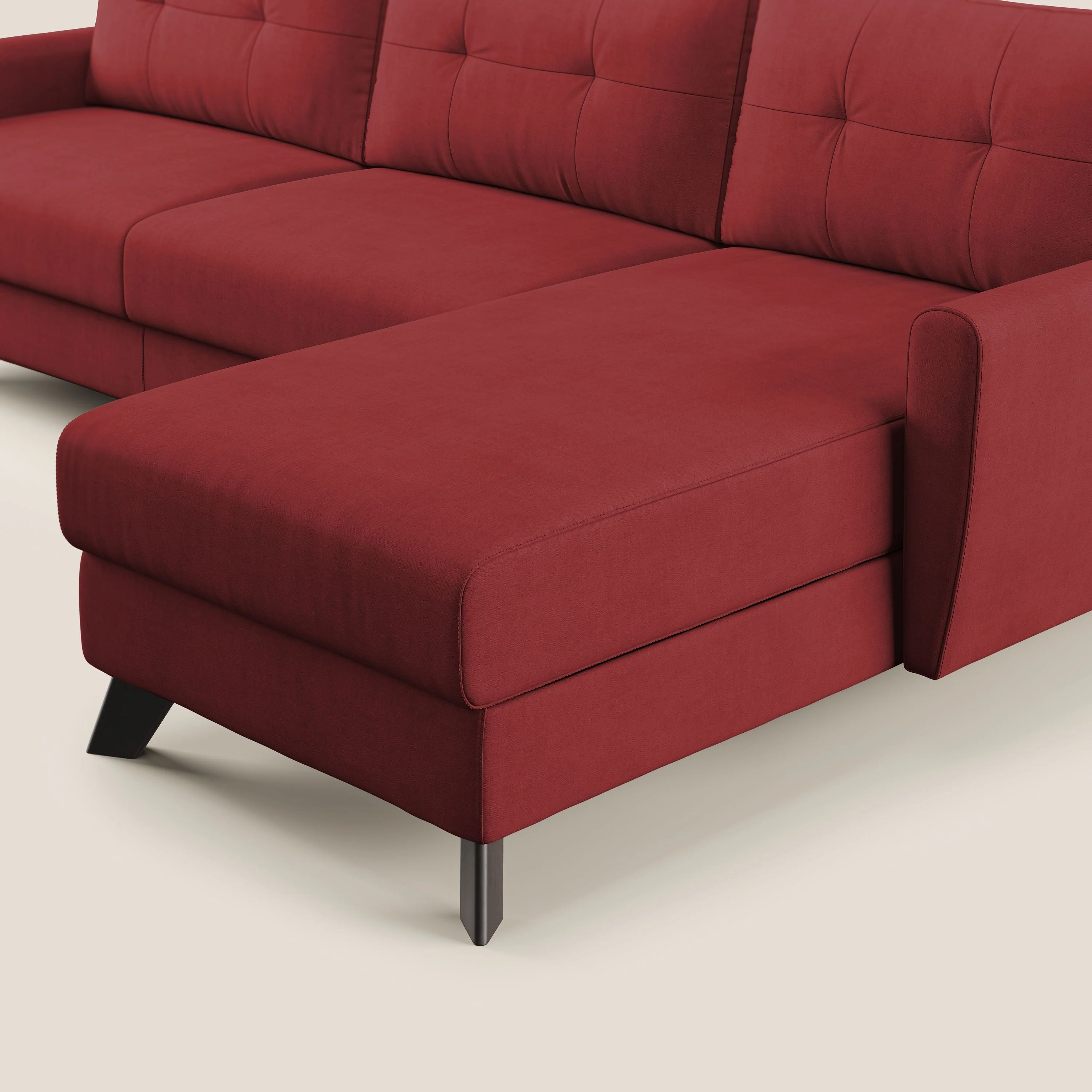 Callisto Canapé d'angle convertible en tissu doux imperméable T02 rouge - Image 9