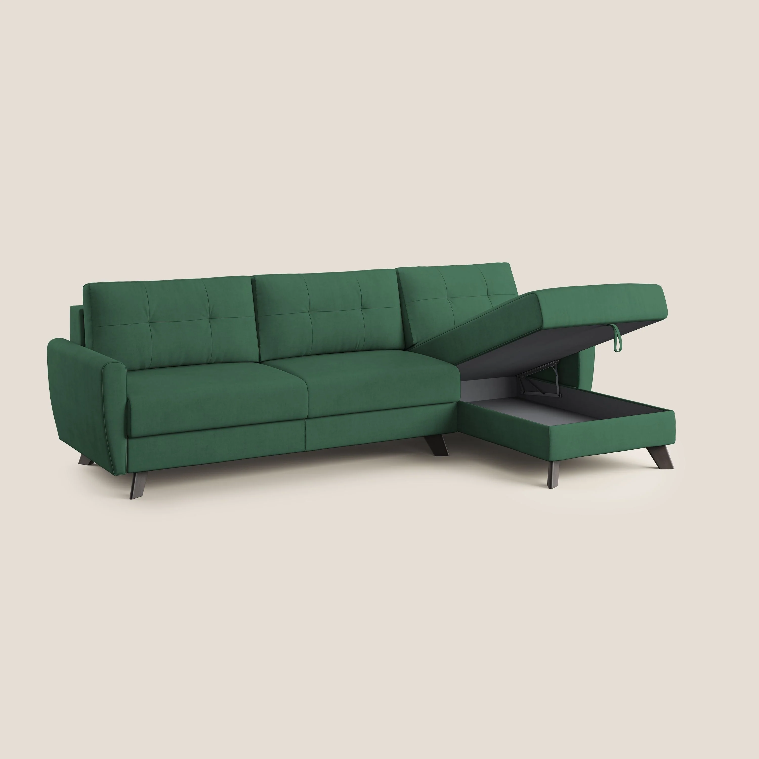 Callisto Canapé d'angle convertible en tissu doux imperméable T02 vert - Image 3