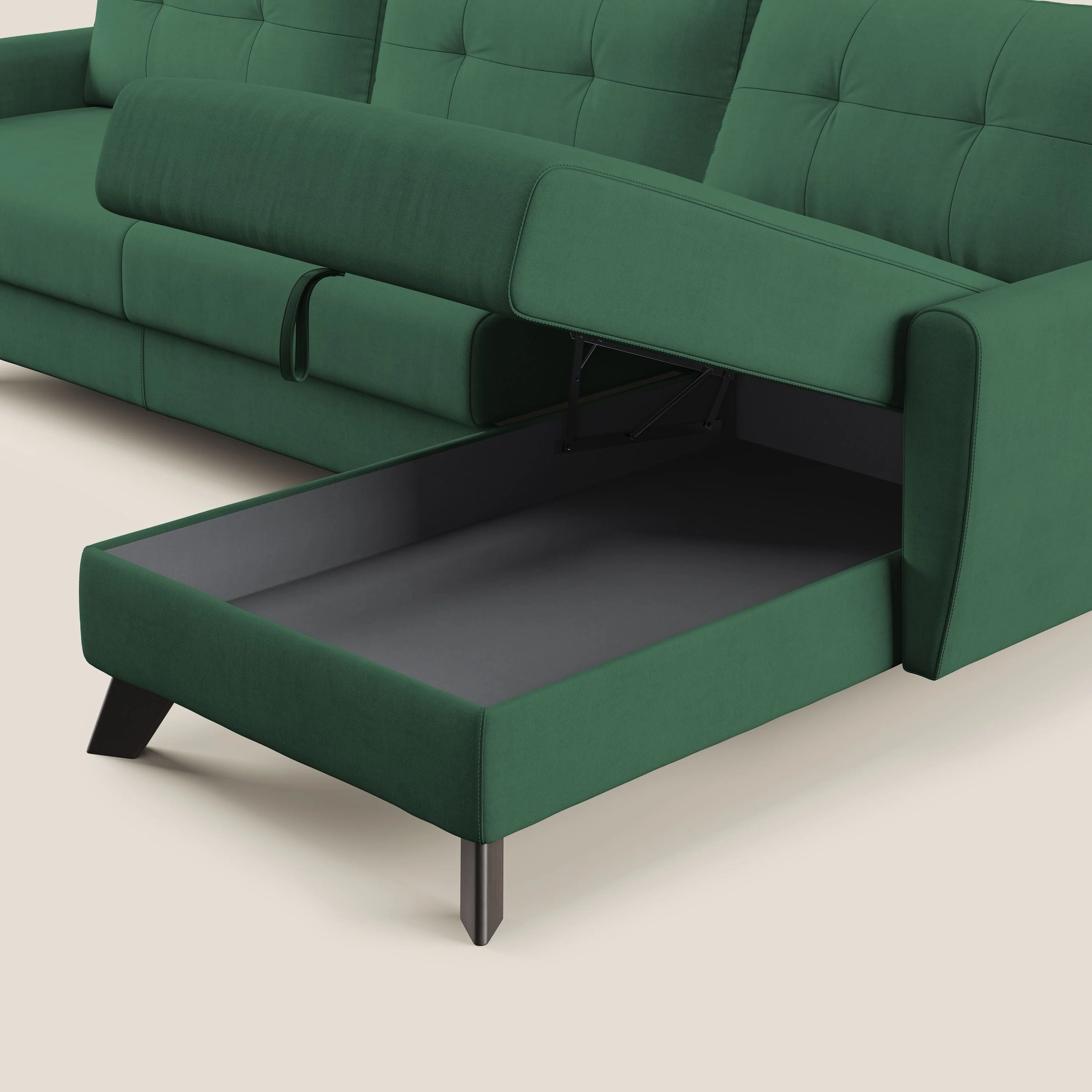 Callisto Canapé d'angle convertible en tissu doux imperméable T02 vert - Image 9