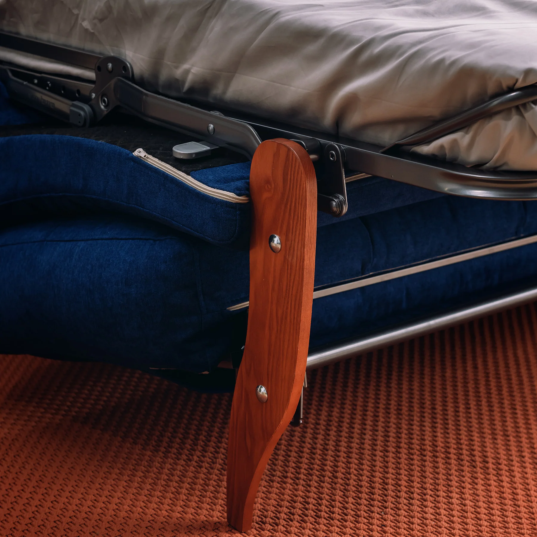 Callisto Canapé lit convertible en tissu doux imperméable T02 bleu - Image 10