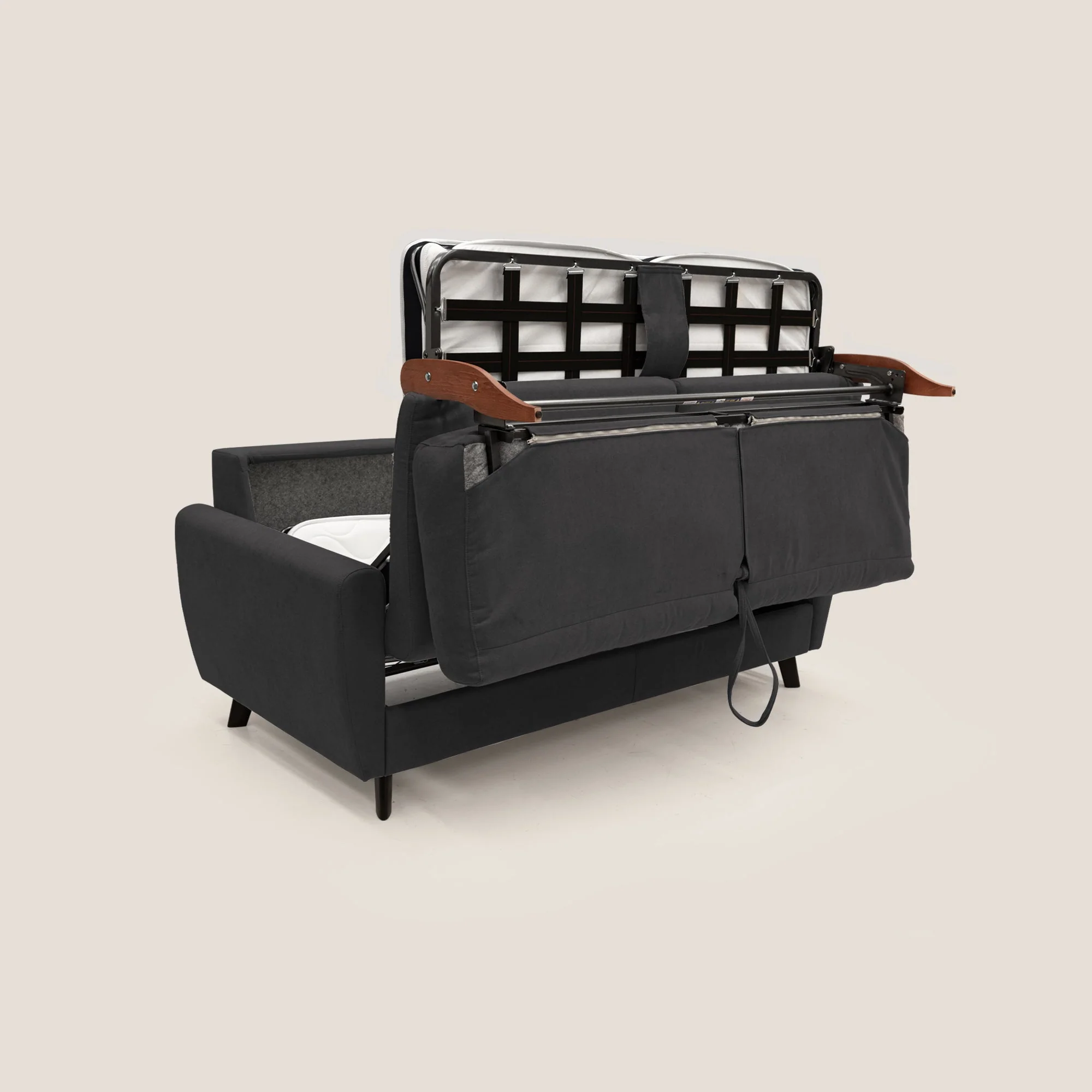 Callisto Canapé lit convertible en tissu doux imperméable T02 noir - Image 9