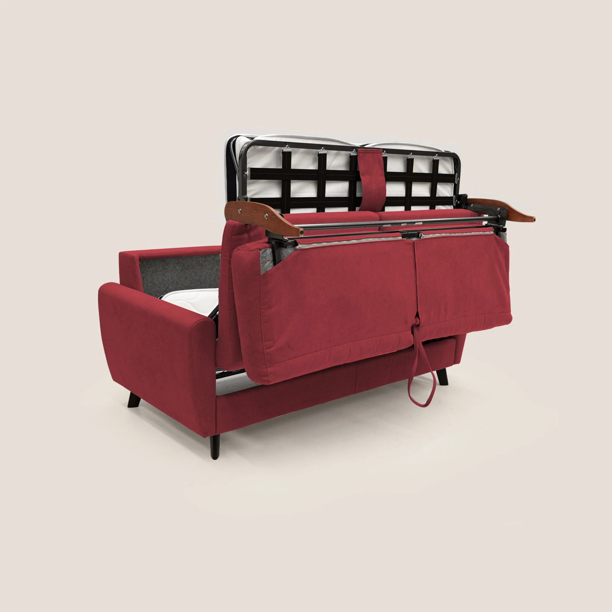 Callisto Canapé lit convertible en tissu doux imperméable T02 rouge - Image 9