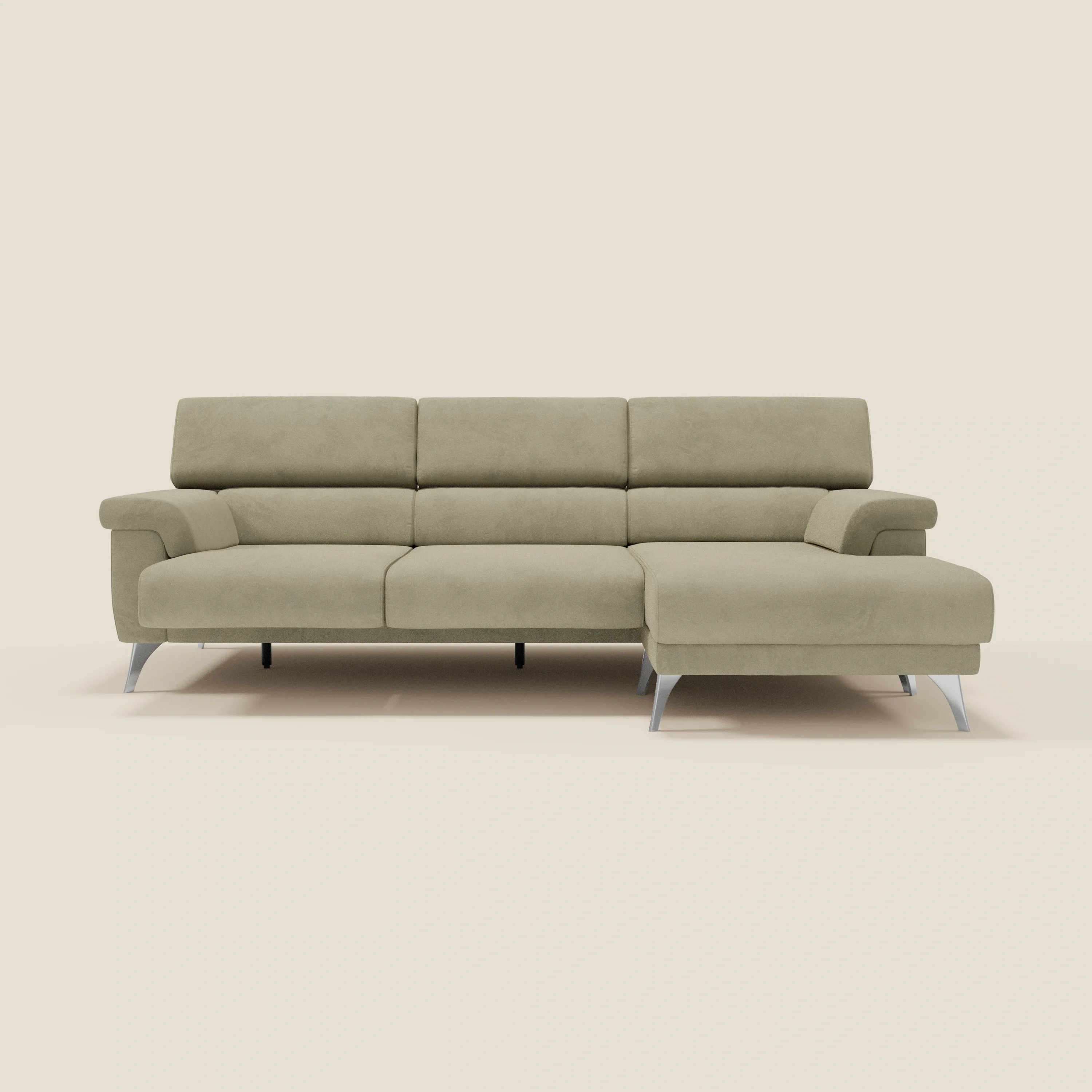 Raffaello Canapé d'angle avec assises coulissantes et têtières en microfibre détachable T11 beige - Image 10
