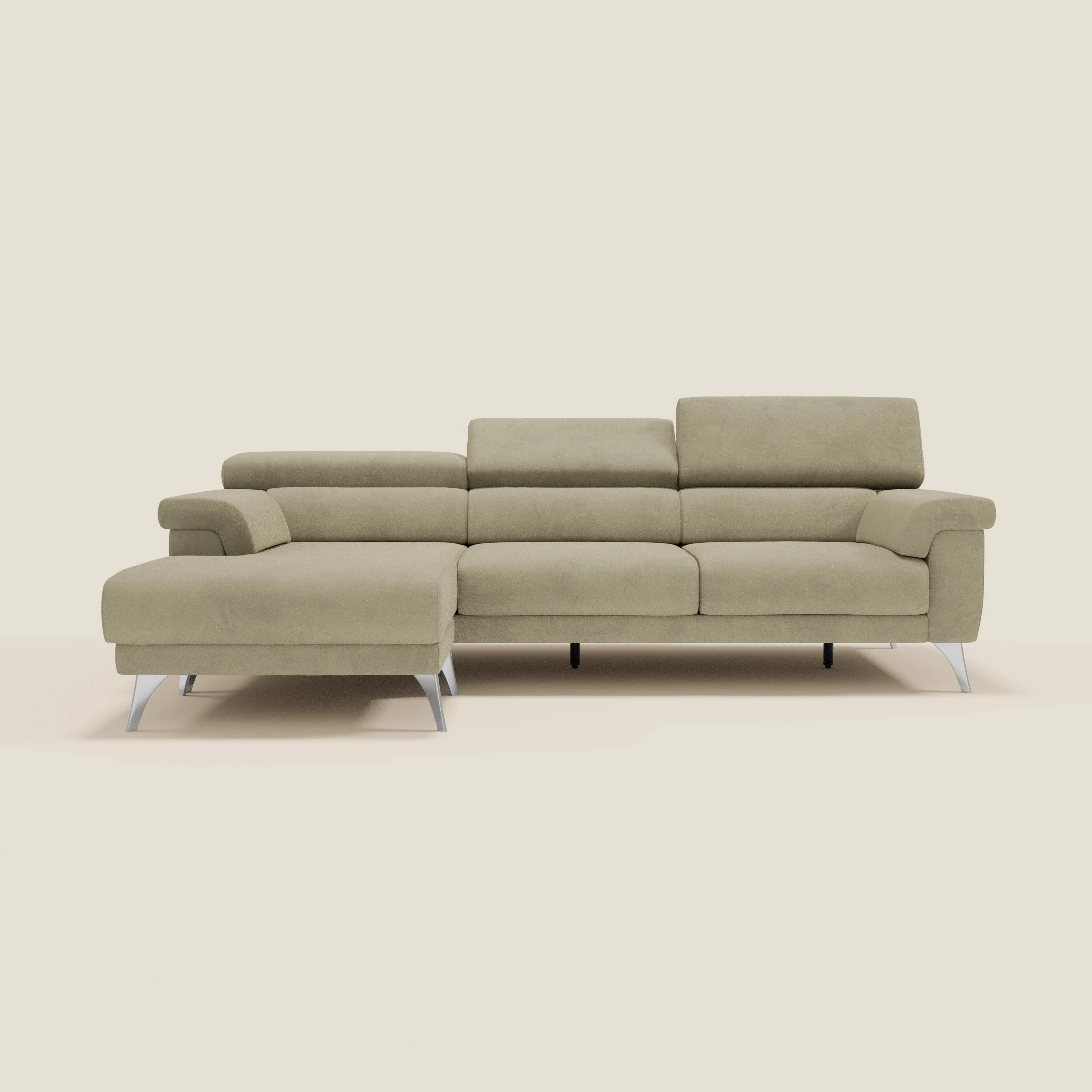Raffaello Canapé d'angle avec assises coulissantes et têtières en microfibre détachable T11 beige - Image 11