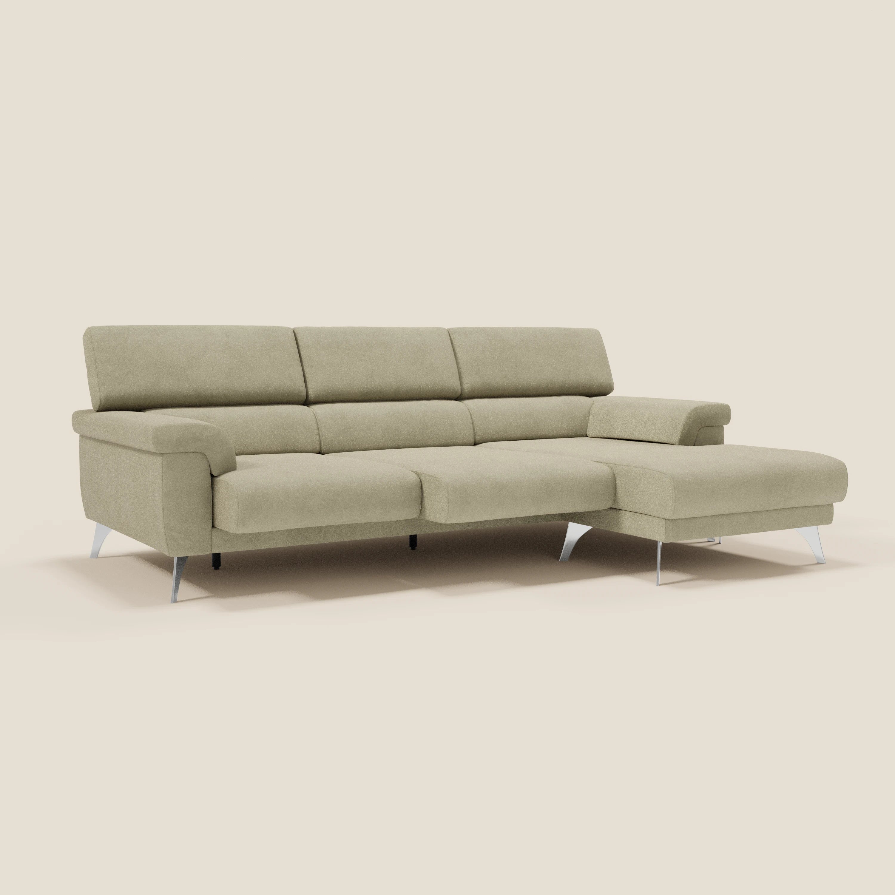 Raffaello Canapé d'angle avec assises coulissantes et têtières en microfibre détachable T11 beige - Image 2