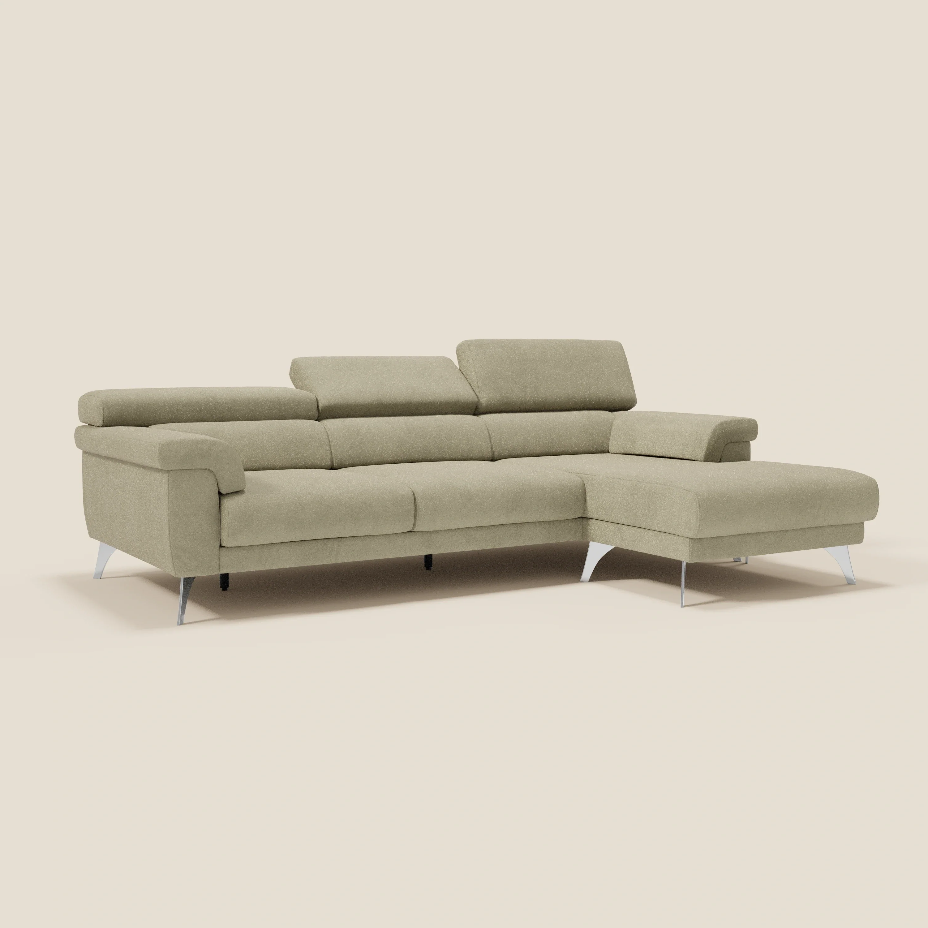 Raffaello Canapé d'angle avec assises coulissantes et têtières en microfibre détachable T11 beige - Image 3