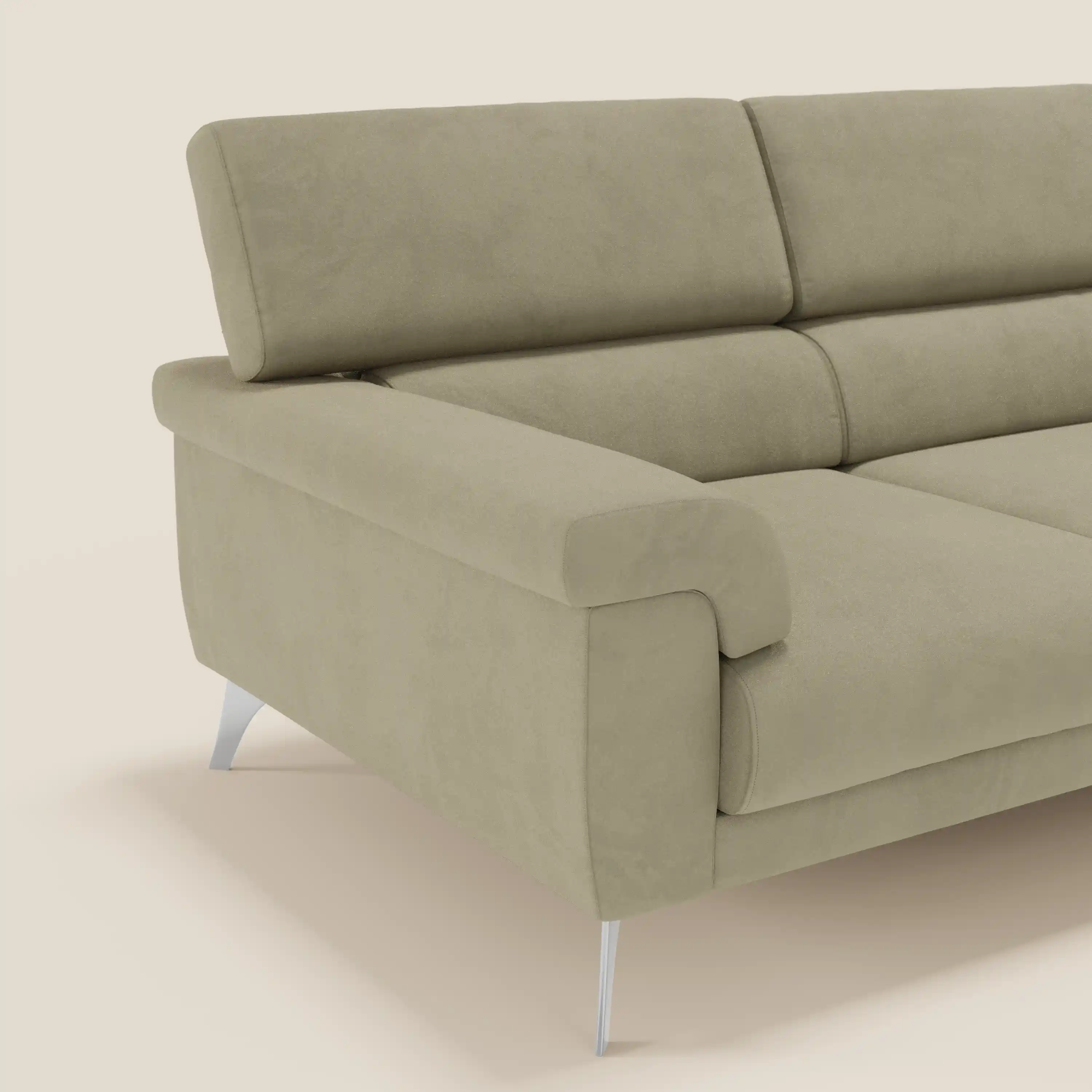 Raffaello Canapé d'angle avec assises coulissantes et têtières en microfibre détachable T11 beige - Image 4