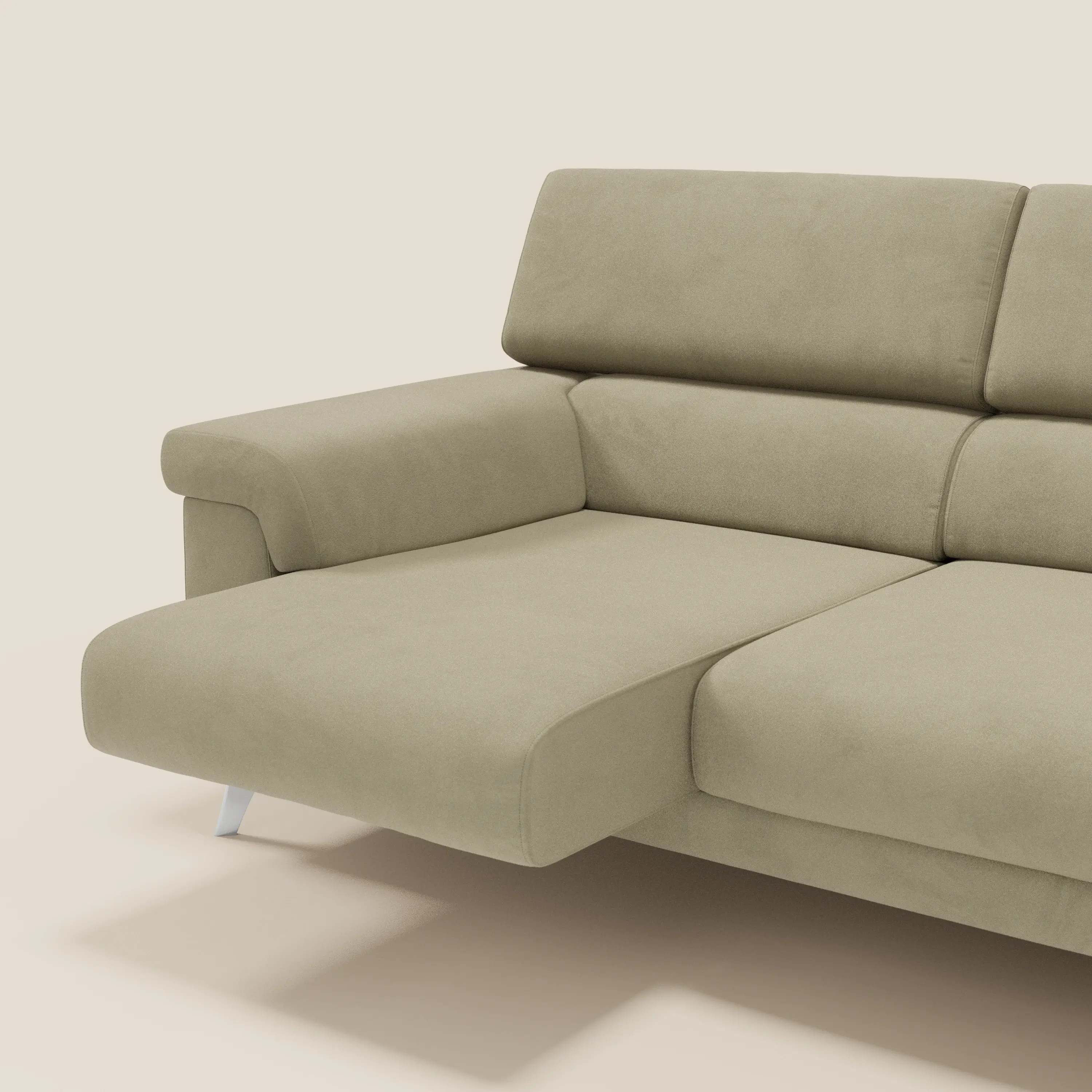 Raffaello Canapé d'angle avec assises coulissantes et têtières en microfibre détachable T11 beige - Image 5