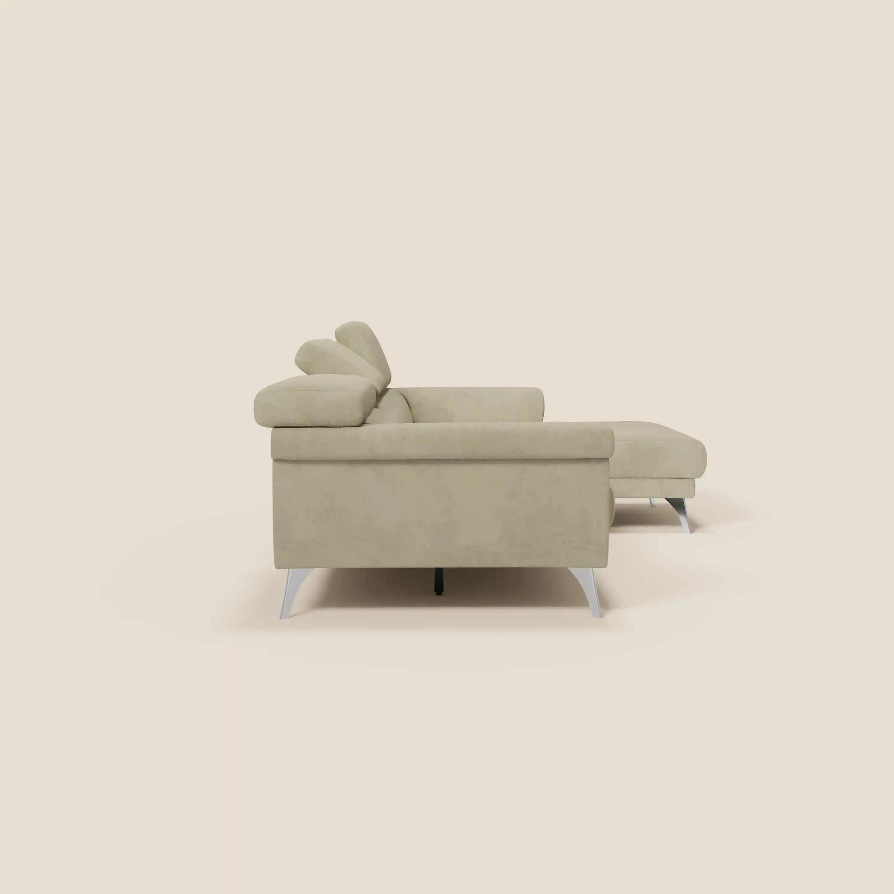 Raffaello Canapé d'angle avec assises coulissantes et têtières en microfibre détachable T11 beige - Image 6