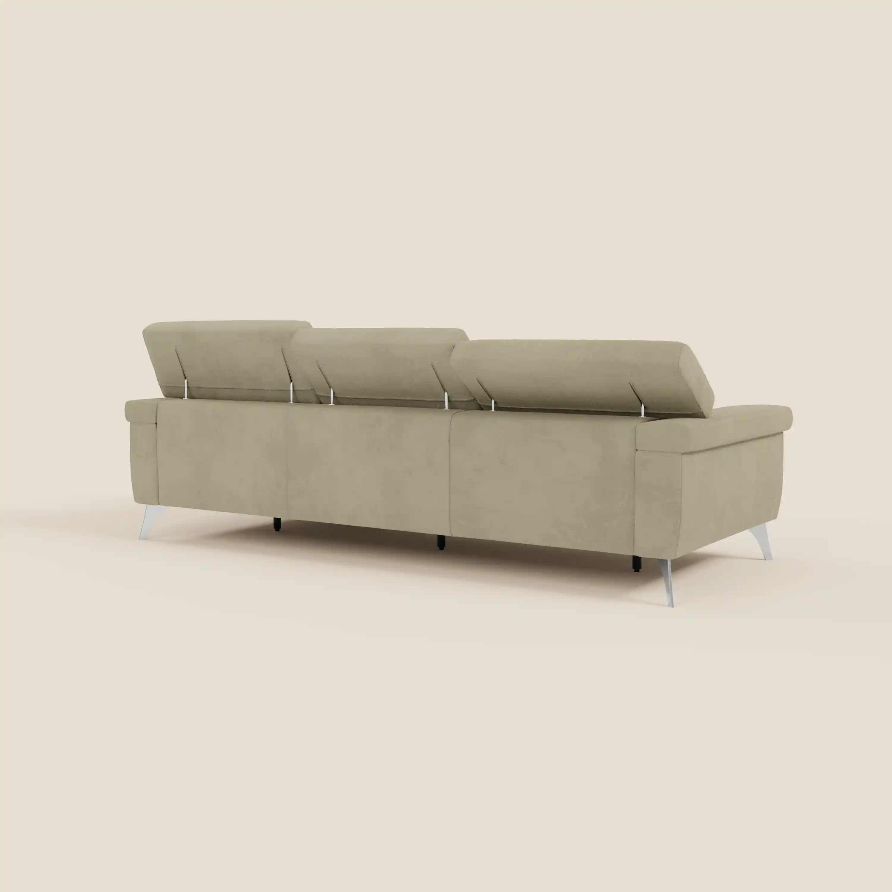 Raffaello Canapé d'angle avec assises coulissantes et têtières en microfibre détachable T11 beige - Image 7