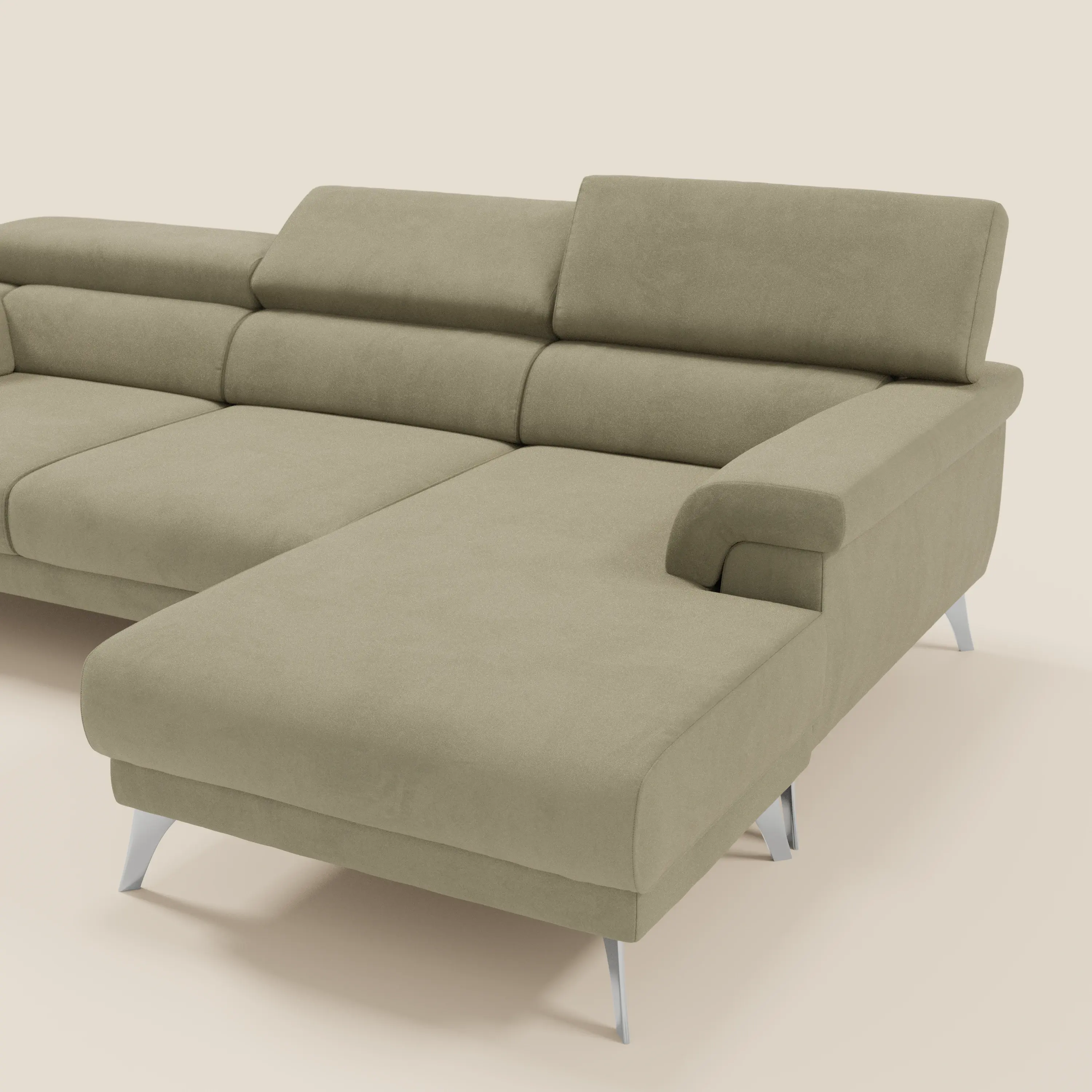 Raffaello Canapé d'angle avec assises coulissantes et têtières en microfibre détachable T11 beige - Image 9