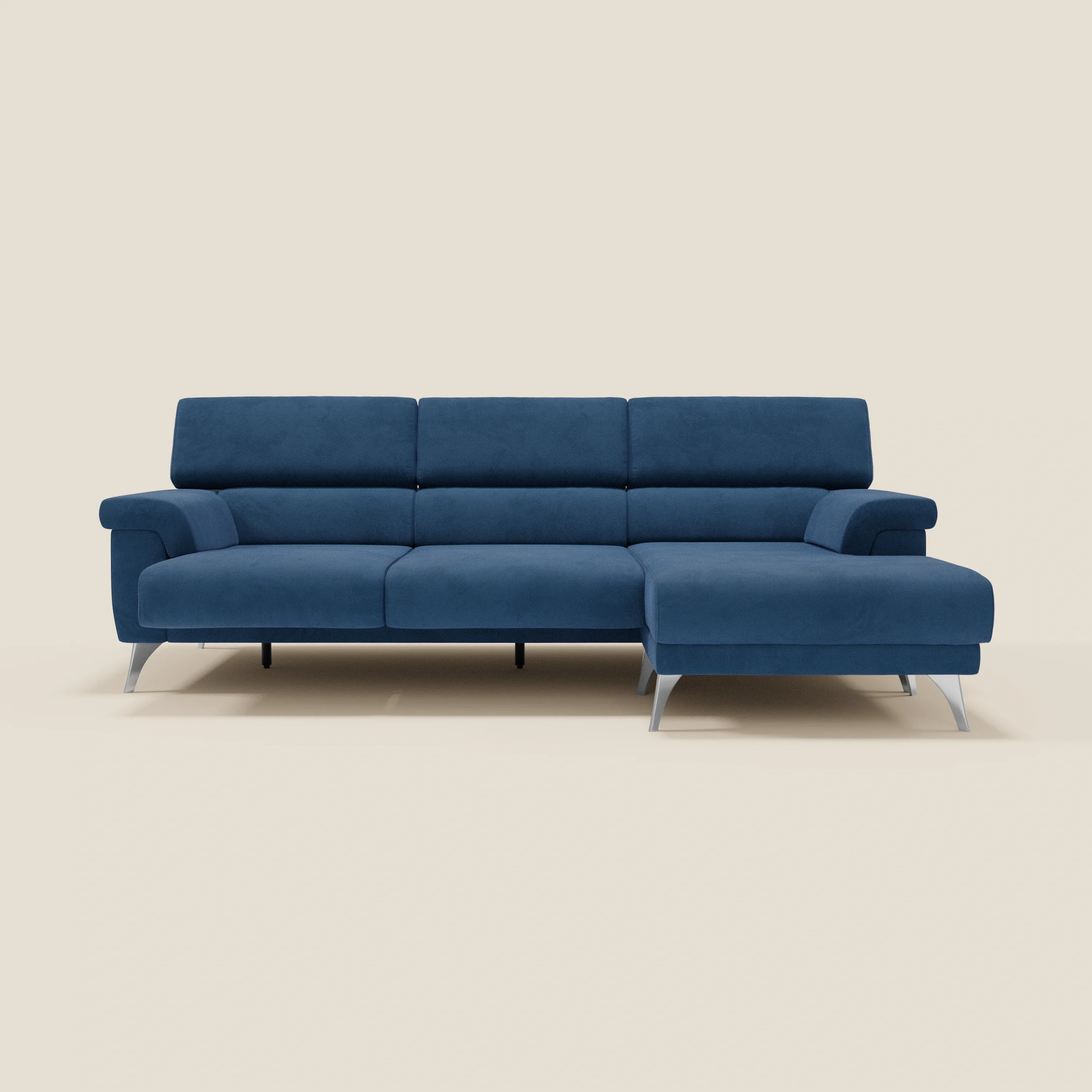Raffaello Canapé d'angle avec assises coulissantes et têtières en microfibre détachable T11 bleu - Image 10