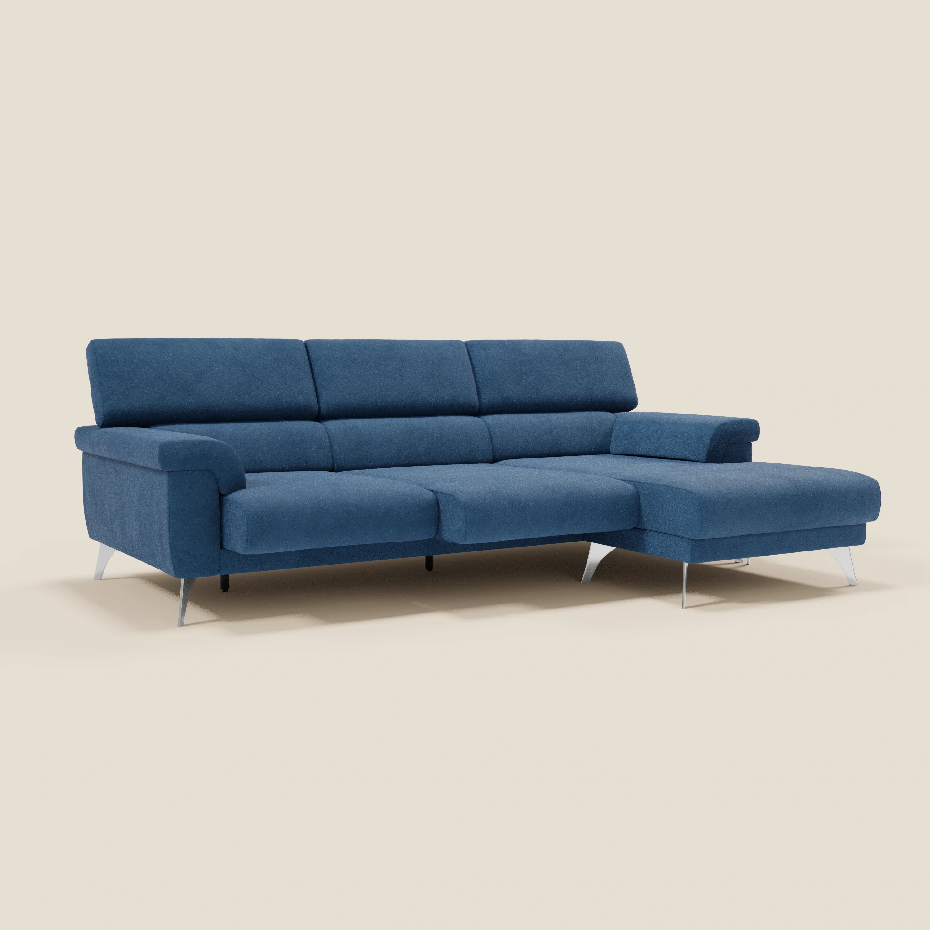 Raffaello Canapé d'angle avec assises coulissantes et têtières en microfibre détachable T11 bleu - Image 2