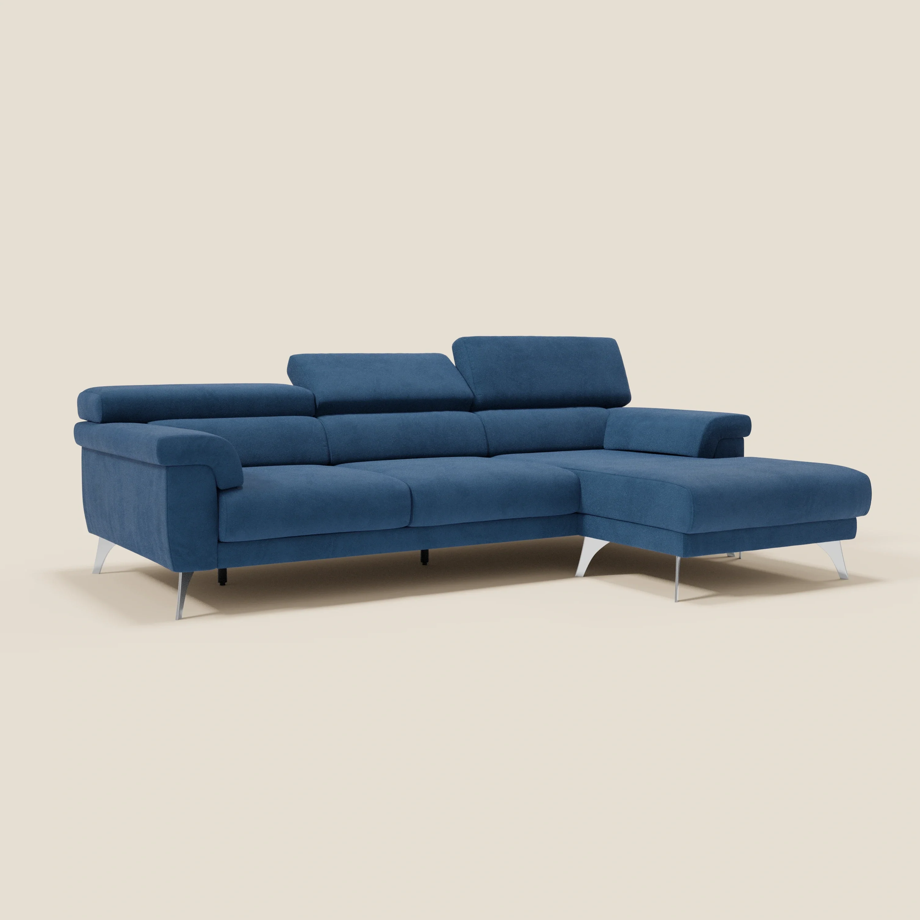 Raffaello Canapé d'angle avec assises coulissantes et têtières en microfibre détachable T11 bleu - Image 3