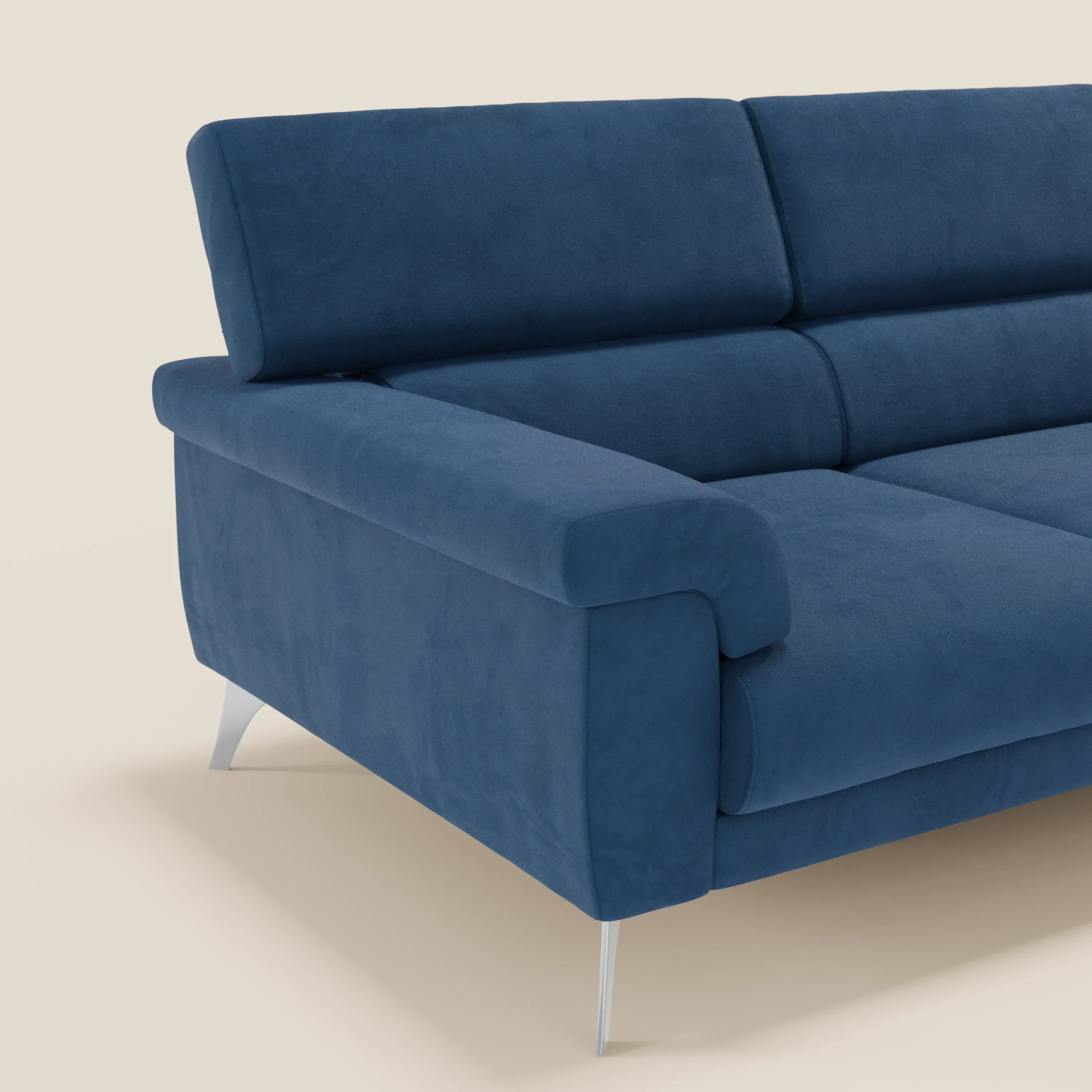 Raffaello Canapé d'angle avec assises coulissantes et têtières en microfibre détachable T11 bleu - Image 4