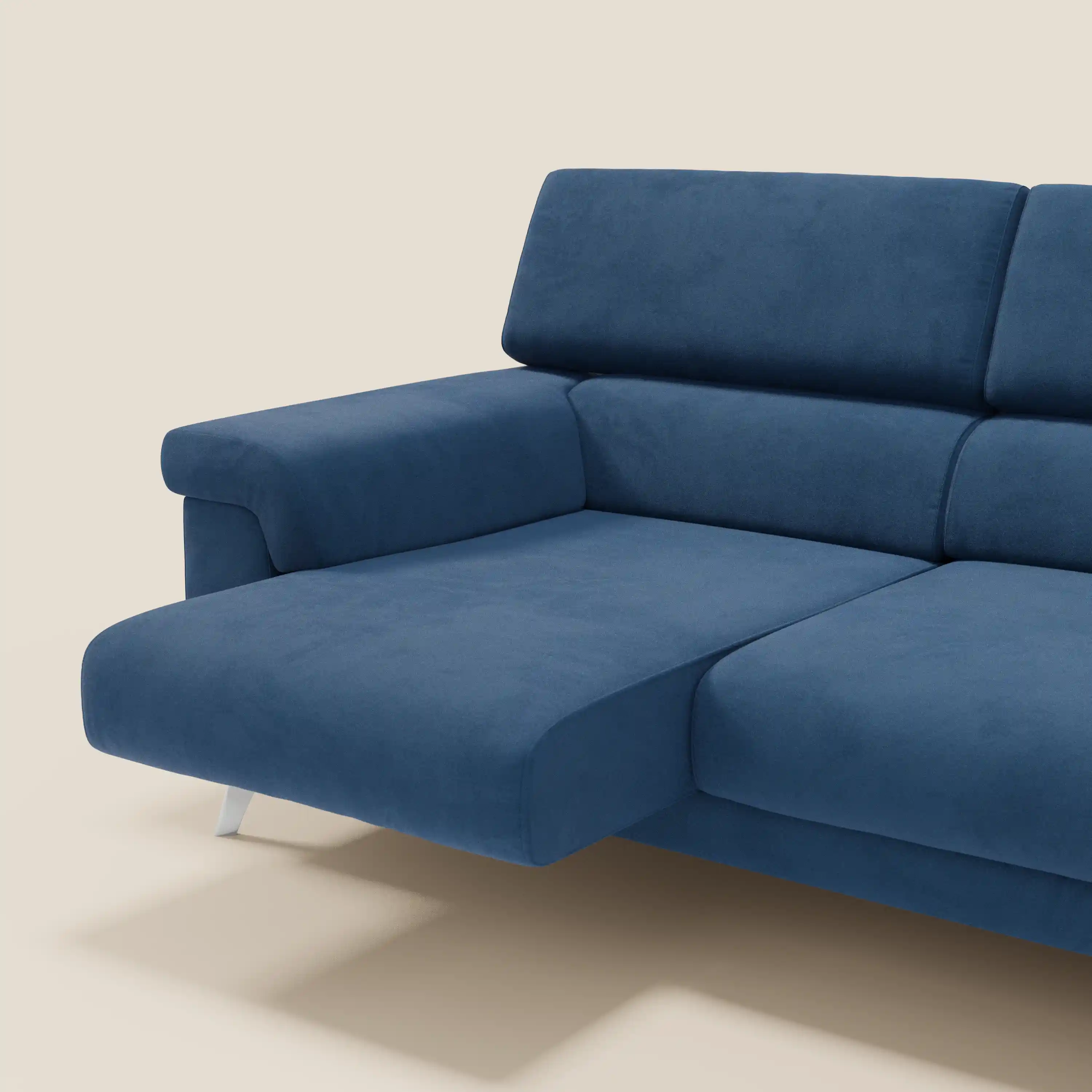 Raffaello Canapé d'angle avec assises coulissantes et têtières en microfibre détachable T11 bleu - Image 5