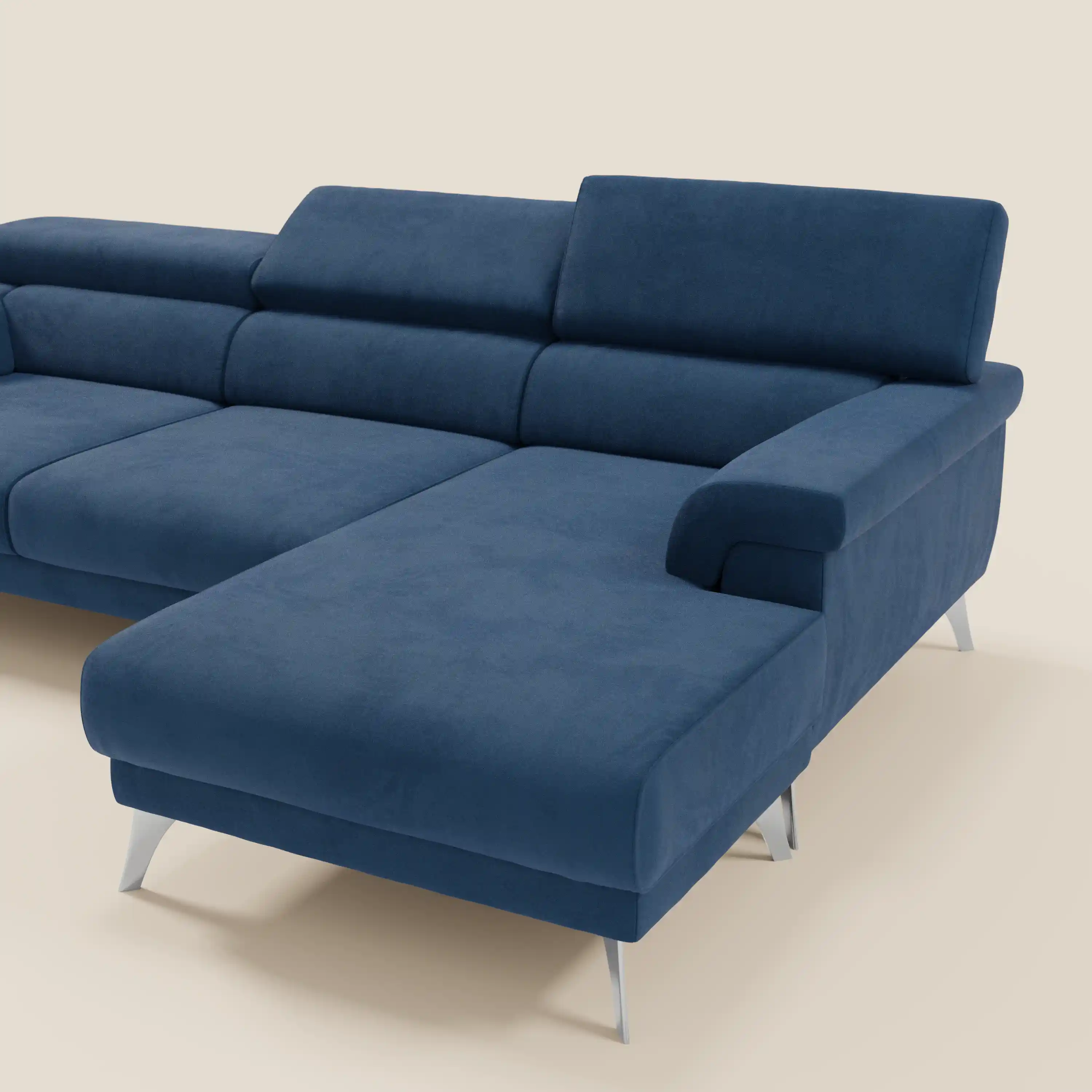 Raffaello Canapé d'angle avec assises coulissantes et têtières en microfibre détachable T11 bleu - Image 9