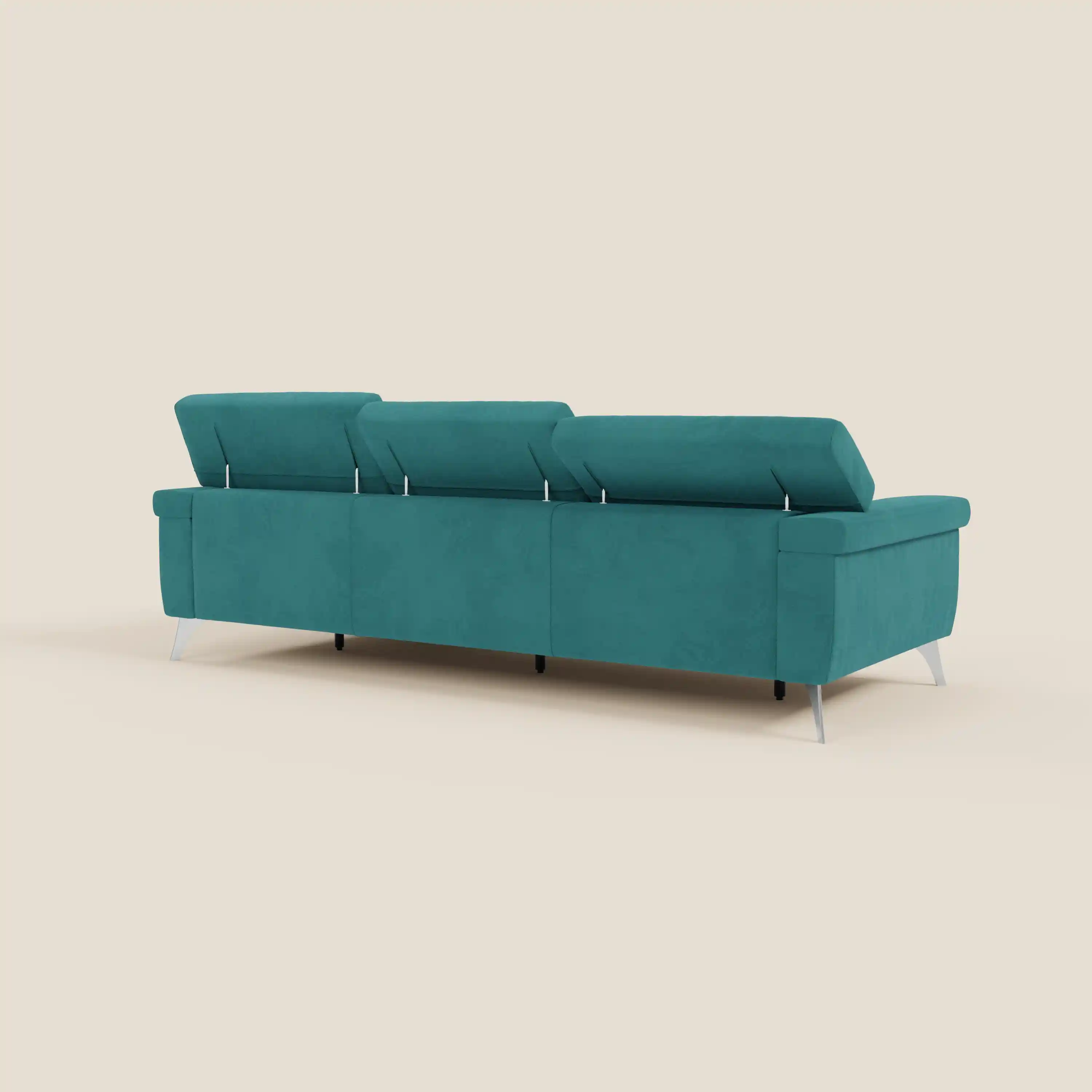 Raffaello Canapé d'angle avec assises coulissantes et têtières en microfibre détachable T11 bleu canard - Image 7