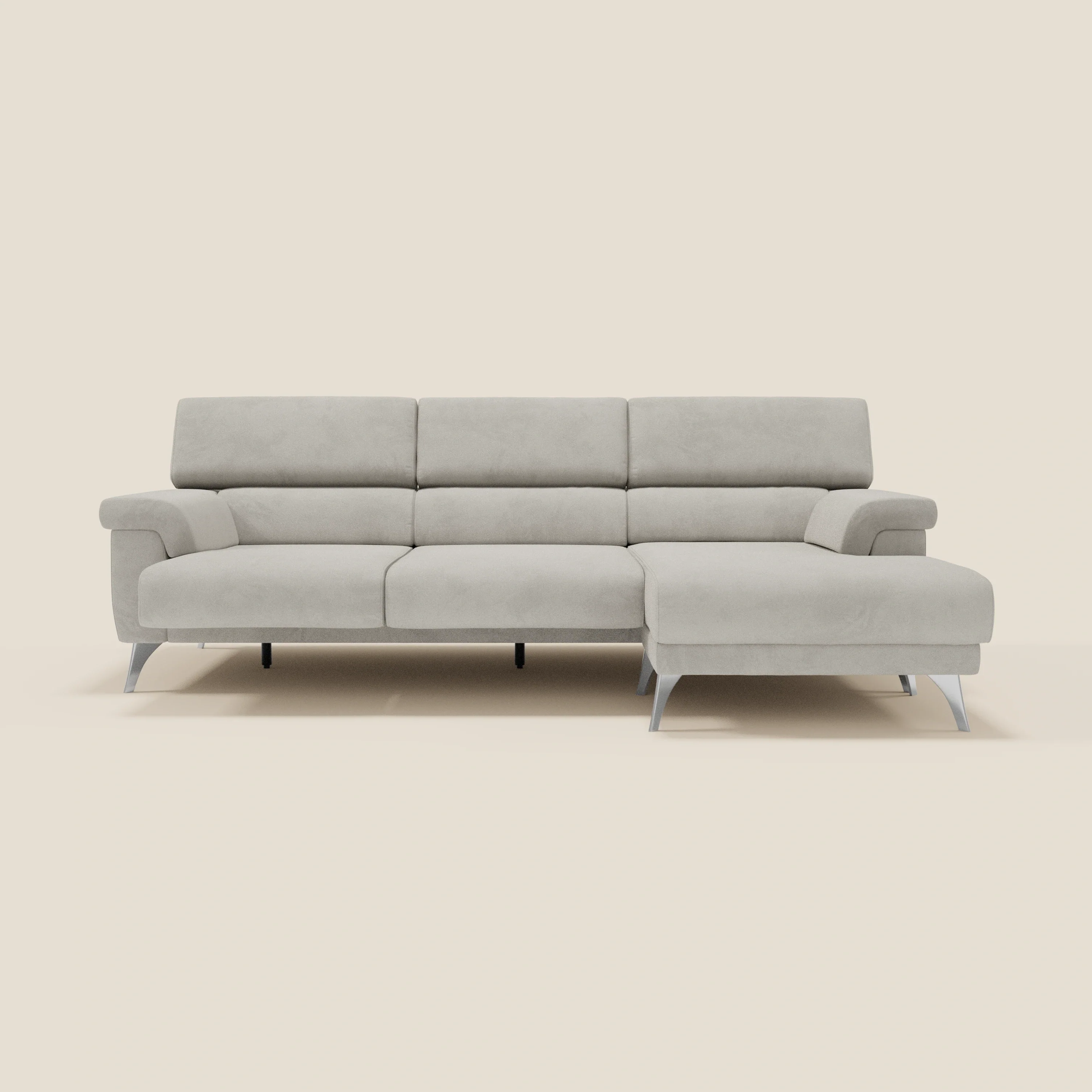 Raffaello Canapé d'angle avec assises coulissantes et têtières en microfibre détachable T11 crème - Image 10