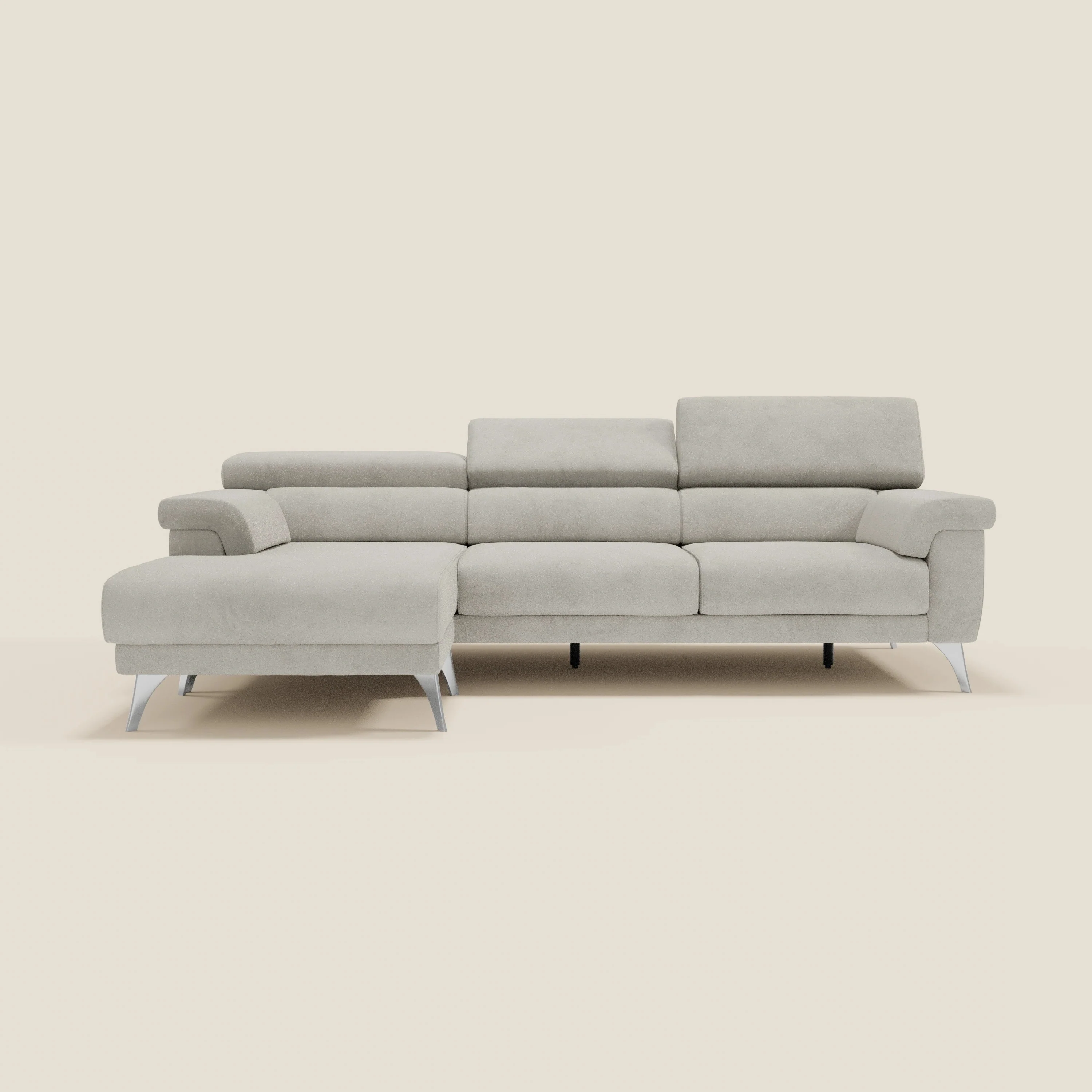 Raffaello Canapé d'angle avec assises coulissantes et têtières en microfibre détachable T11 crème - Image 11
