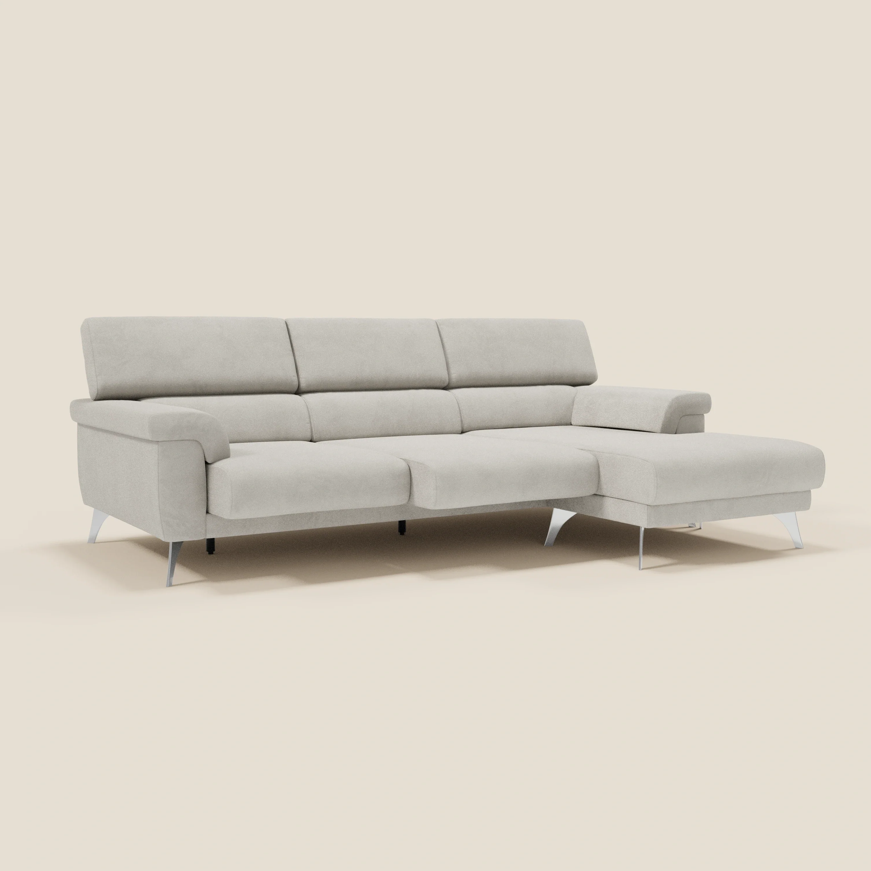 Raffaello Canapé d'angle avec assises coulissantes et têtières en microfibre détachable T11 crème - Image 2