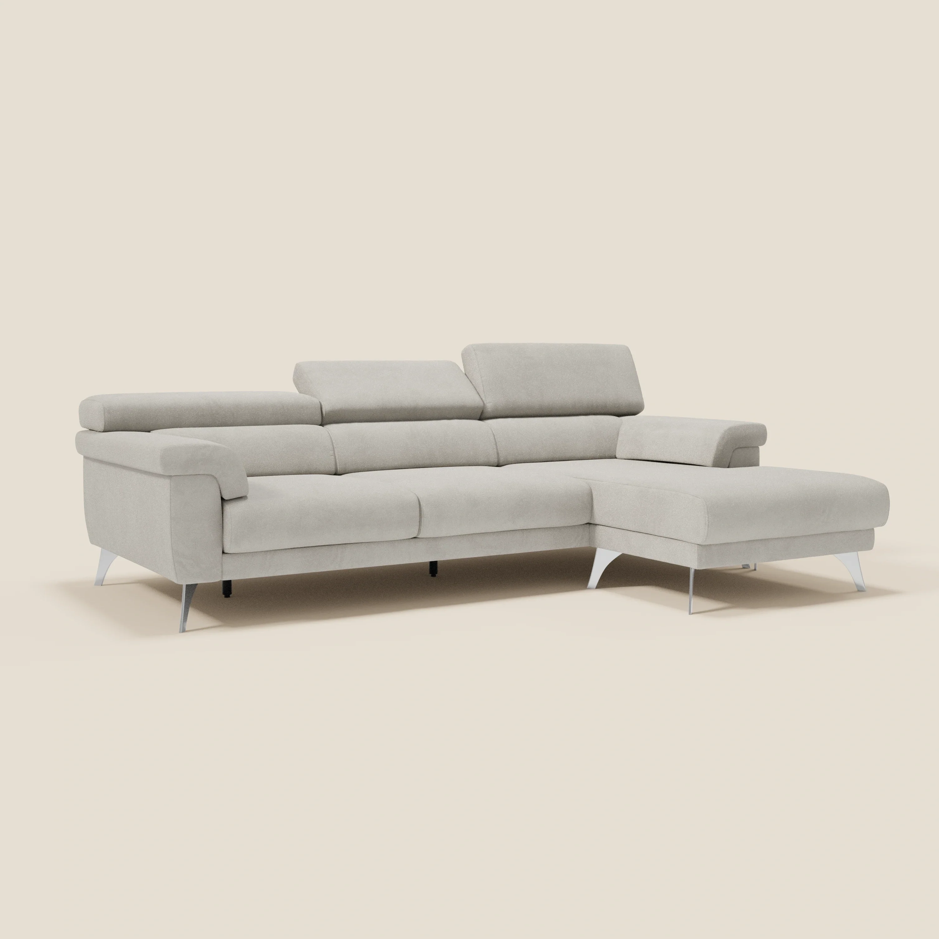 Raffaello Canapé d'angle avec assises coulissantes et têtières en microfibre détachable T11 crème - Image 3