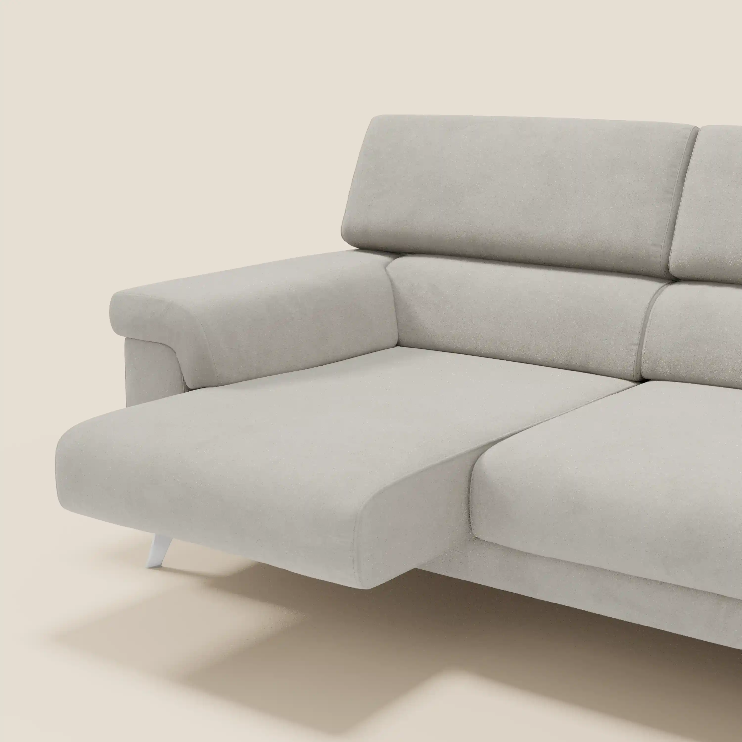 Raffaello Canapé d'angle avec assises coulissantes et têtières en microfibre détachable T11 crème - Image 5