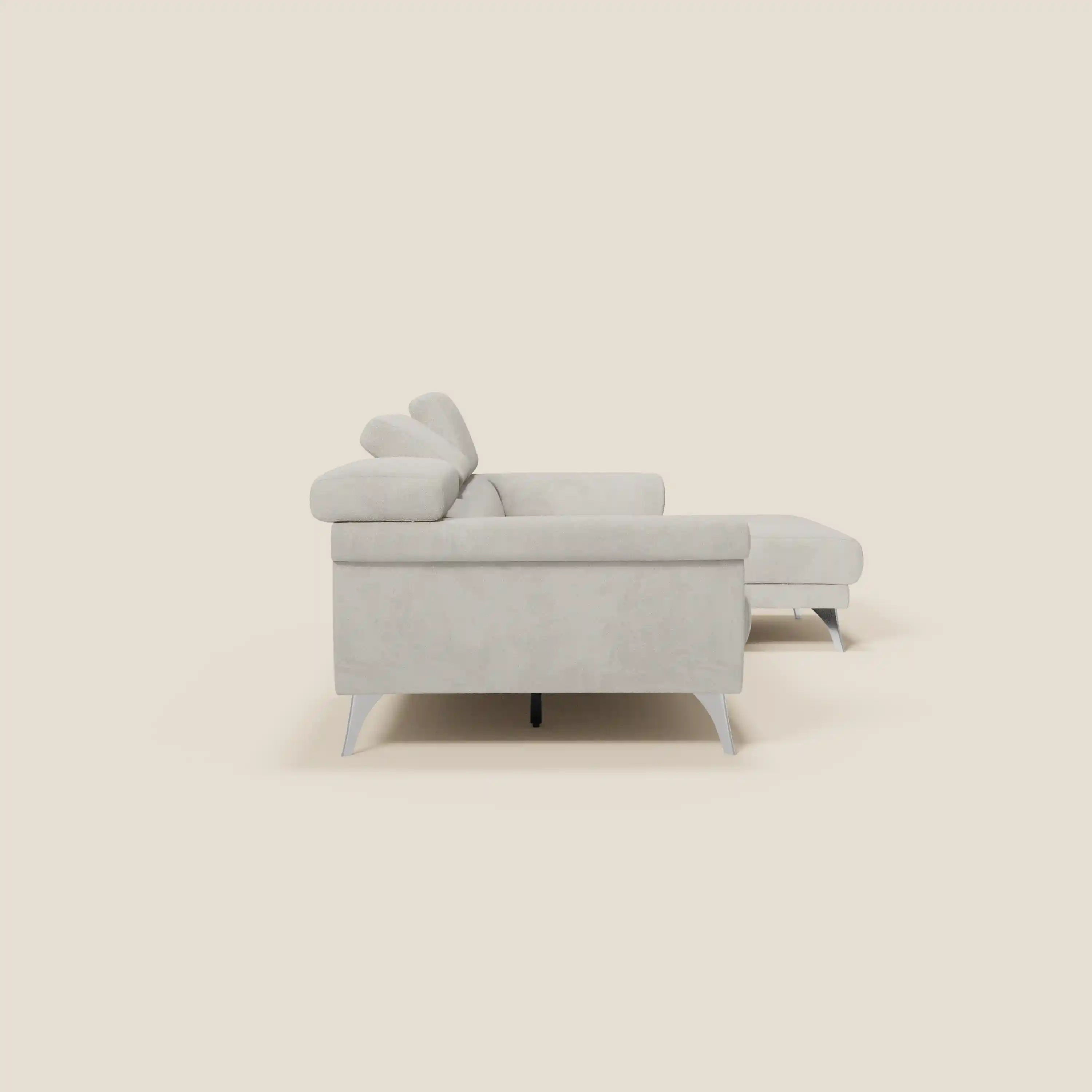 Raffaello Canapé d'angle avec assises coulissantes et têtières en microfibre détachable T11 crème - Image 6