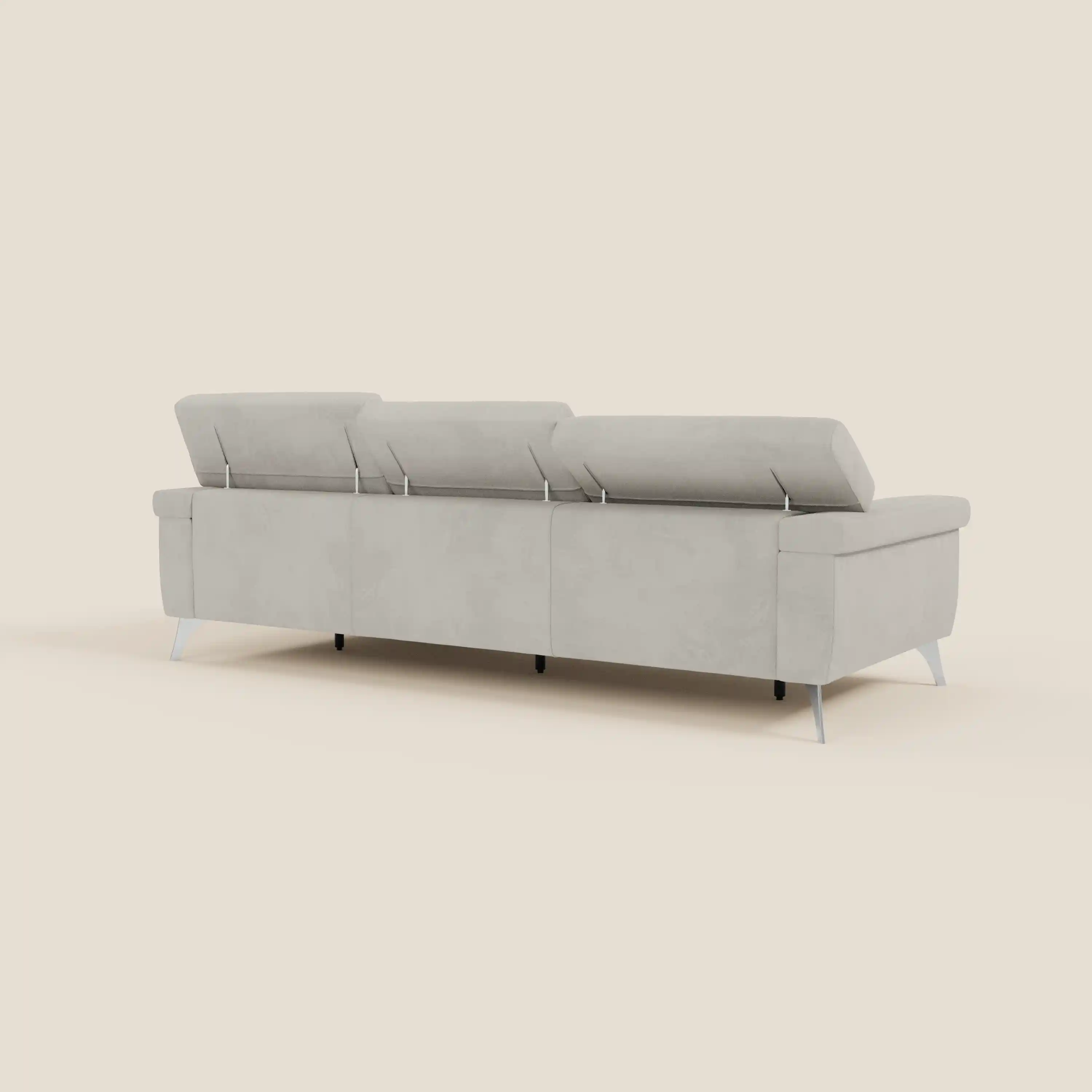 Raffaello Canapé d'angle avec assises coulissantes et têtières en microfibre détachable T11 crème - Image 7
