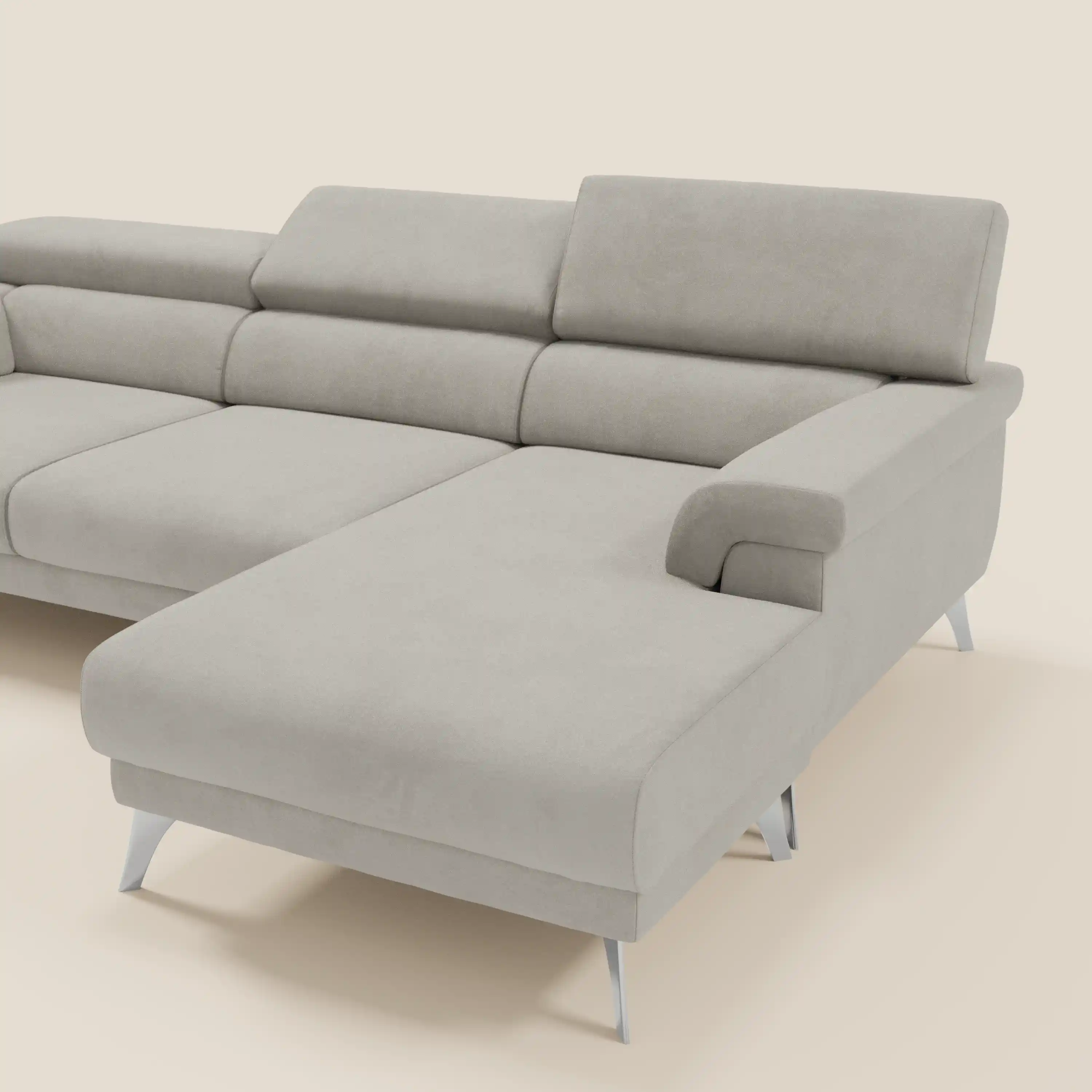 Raffaello Canapé d'angle avec assises coulissantes et têtières en microfibre détachable T11 crème - Image 9