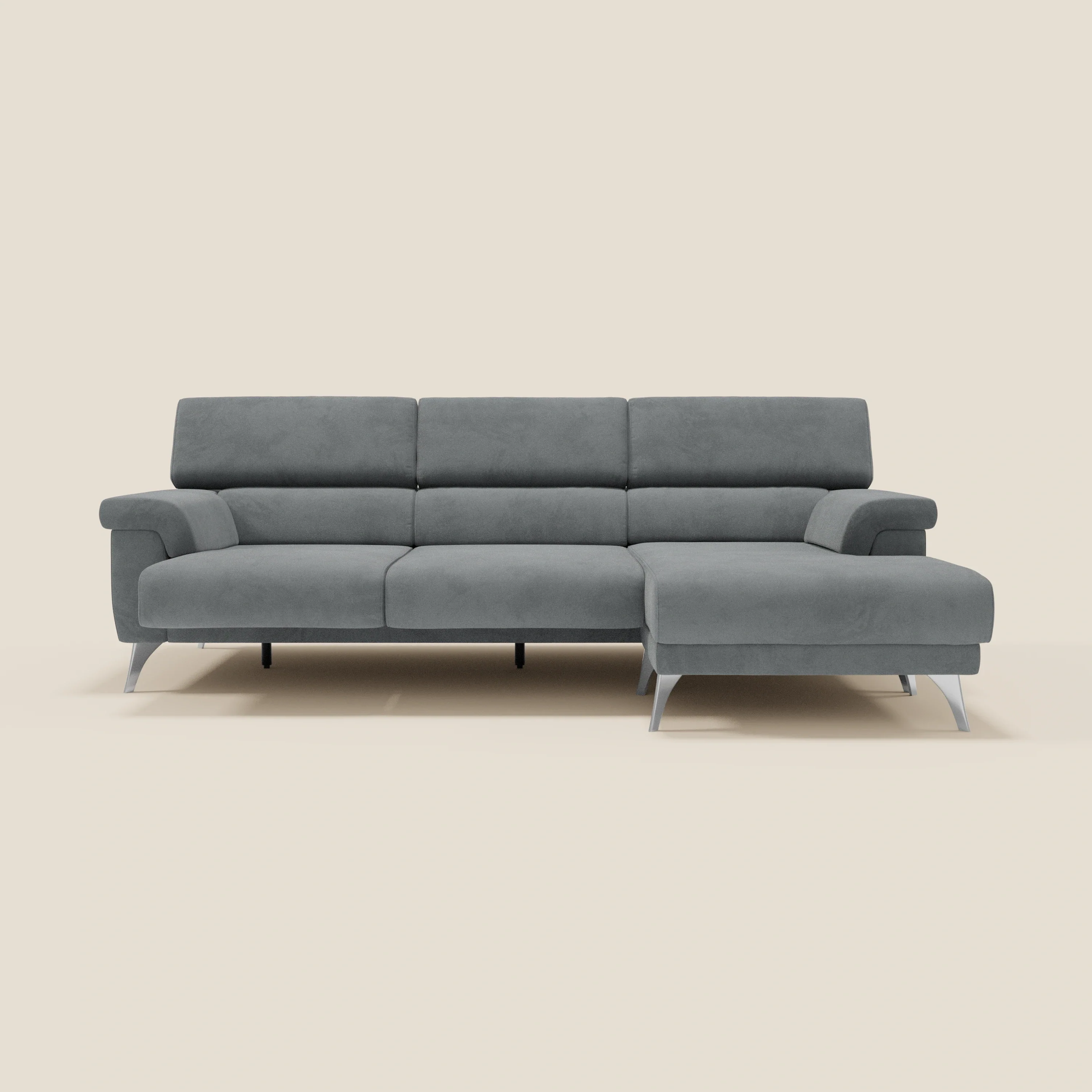 Raffaello Canapé d'angle avec assises coulissantes et têtières en microfibre détachable T11 gris - Image 10