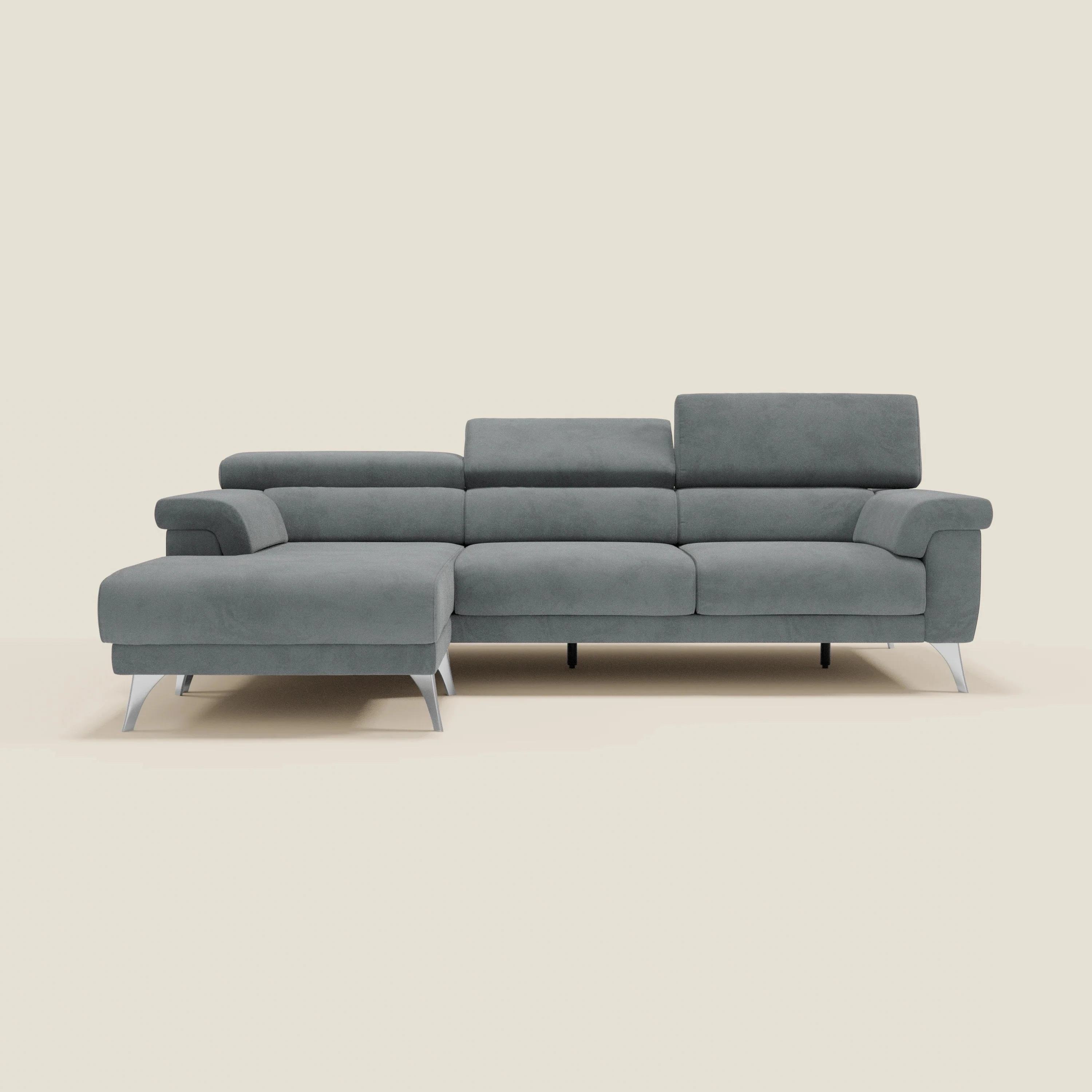 Raffaello Canapé d'angle avec assises coulissantes et têtières en microfibre détachable T11 gris - Image 11