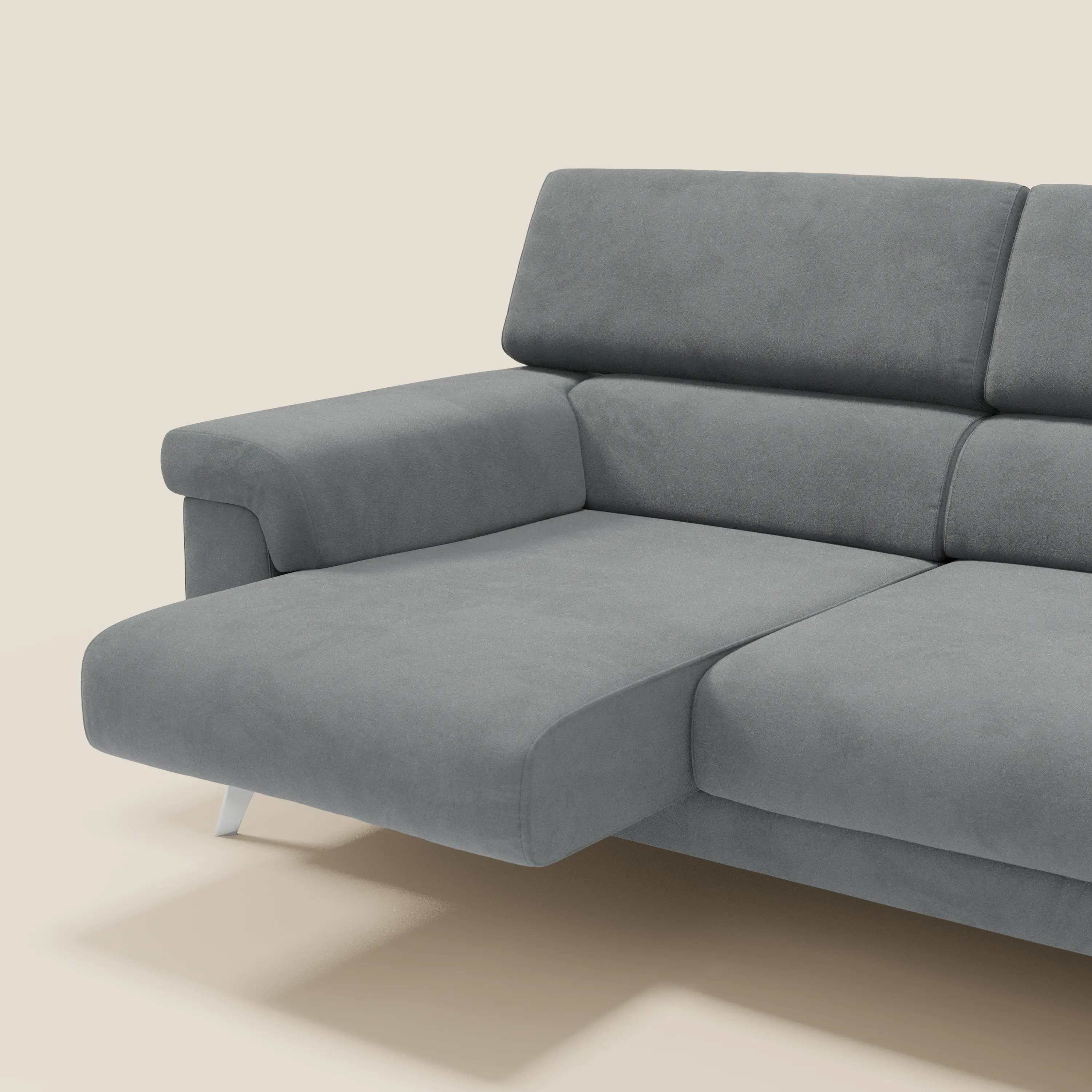 Raffaello Canapé d'angle avec assises coulissantes et têtières en microfibre détachable T11 gris - Image 5