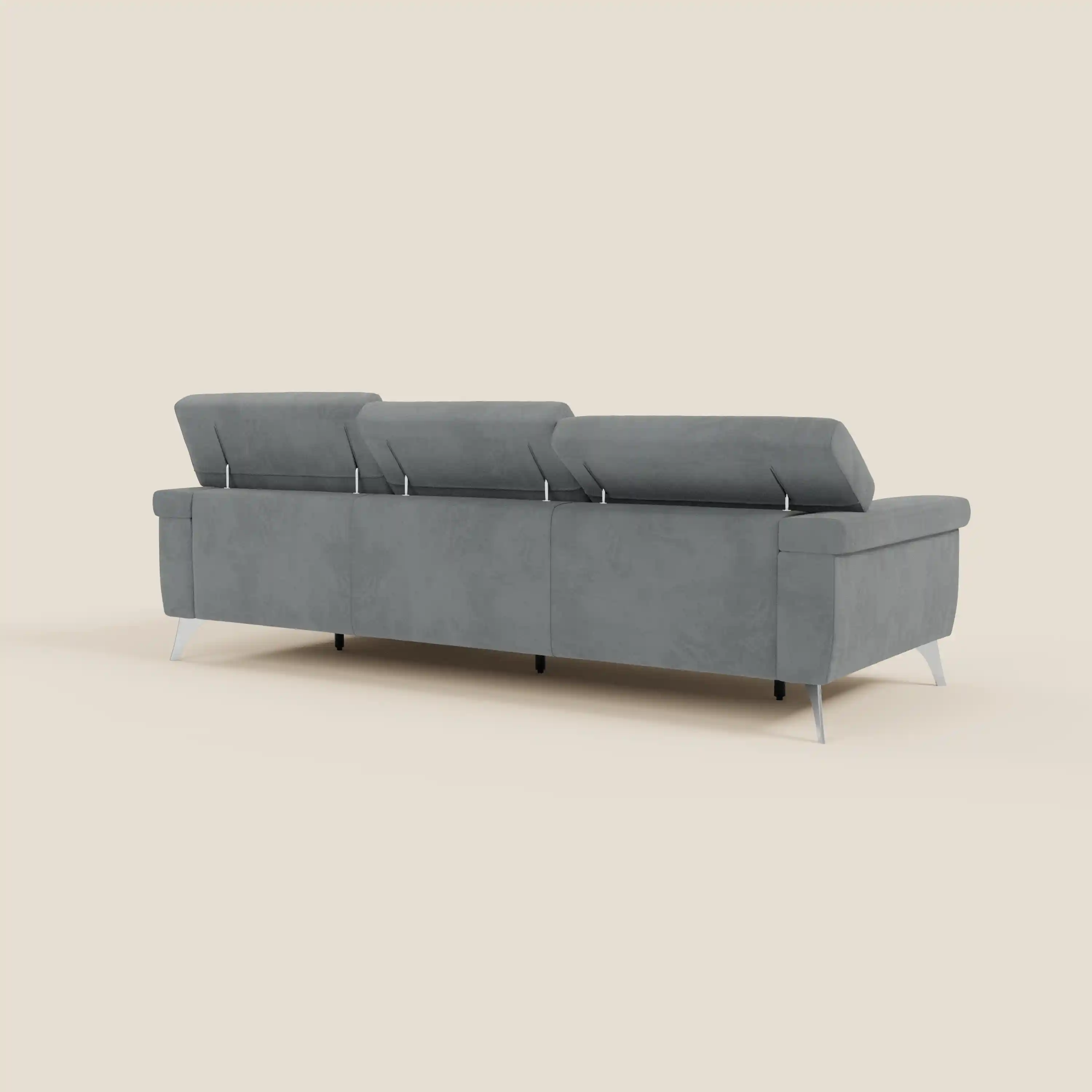 Raffaello Canapé d'angle avec assises coulissantes et têtières en microfibre détachable T11 gris - Image 7