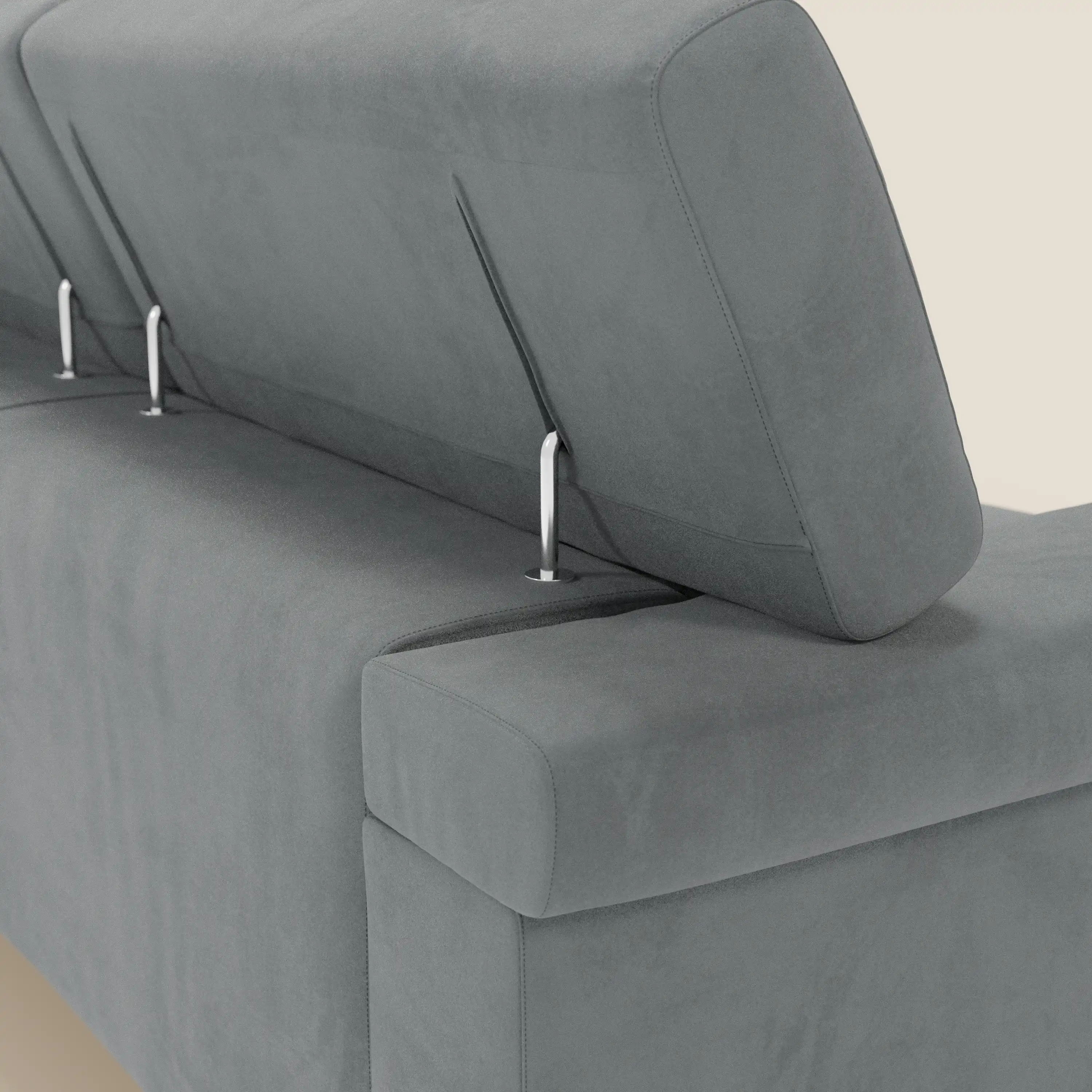 Raffaello Canapé d'angle avec assises coulissantes et têtières en microfibre détachable T11 gris - Image 8