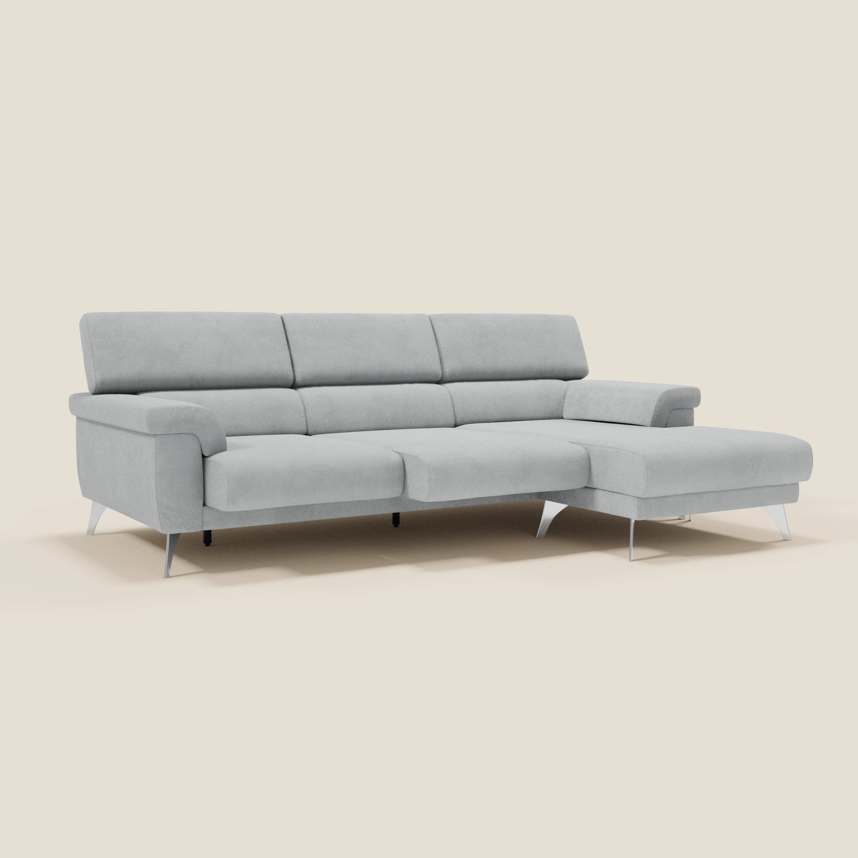 Raffaello Canapé d'angle avec assises coulissantes et têtières en microfibre détachable T11 gris clair - Image 2