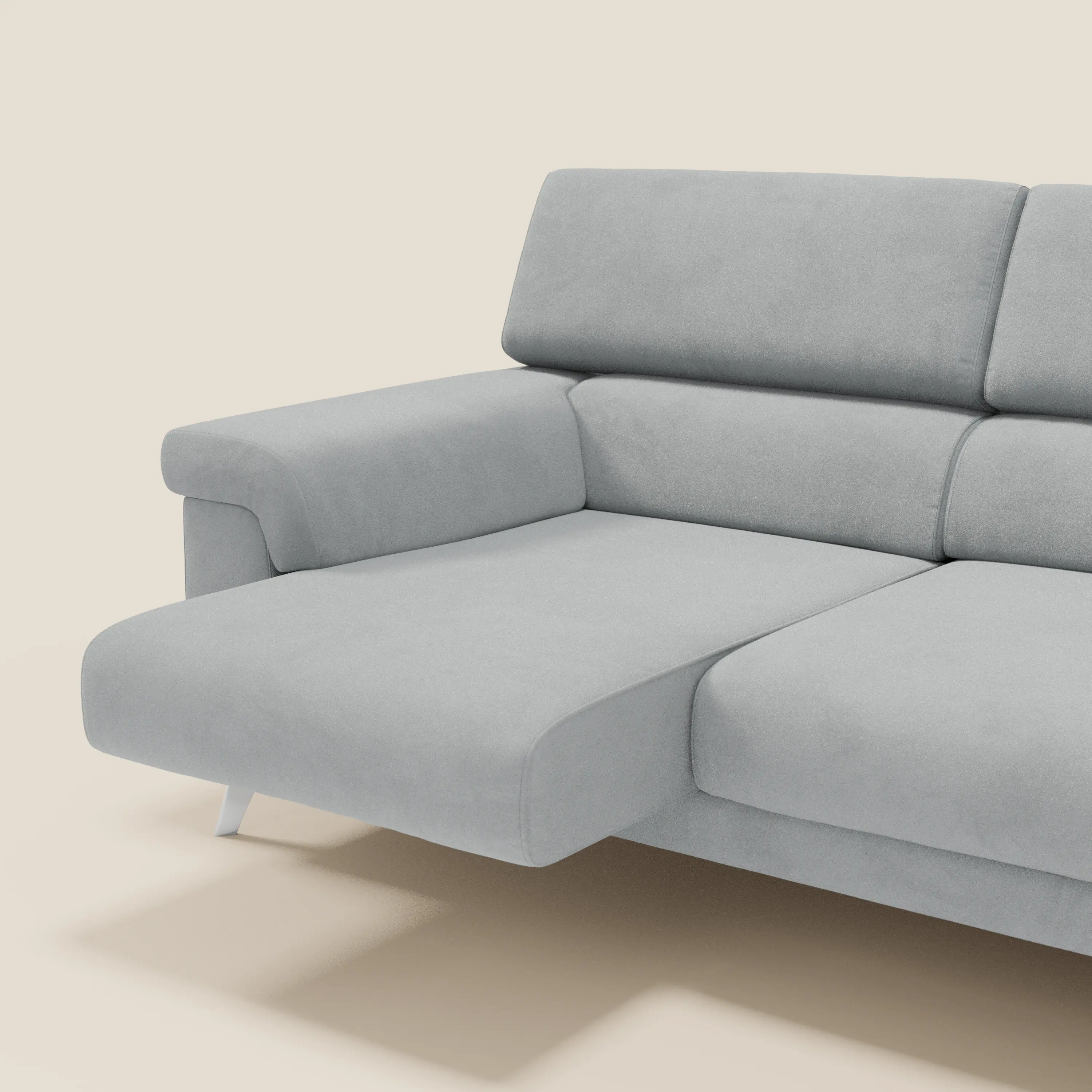 Raffaello Canapé d'angle avec assises coulissantes et têtières en microfibre détachable T11 gris clair - Image 5