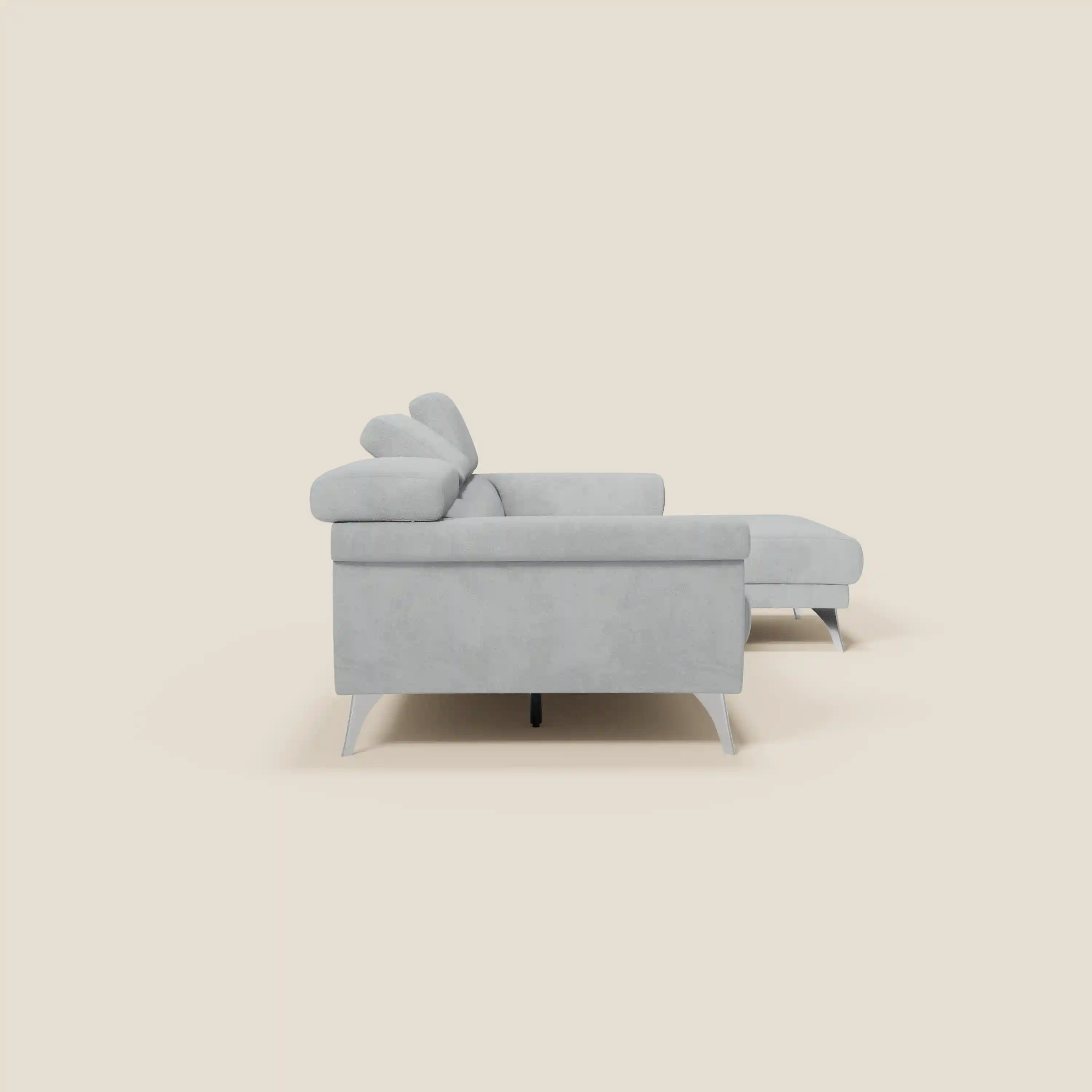 Raffaello Canapé d'angle avec assises coulissantes et têtières en microfibre détachable T11 gris clair - Image 6