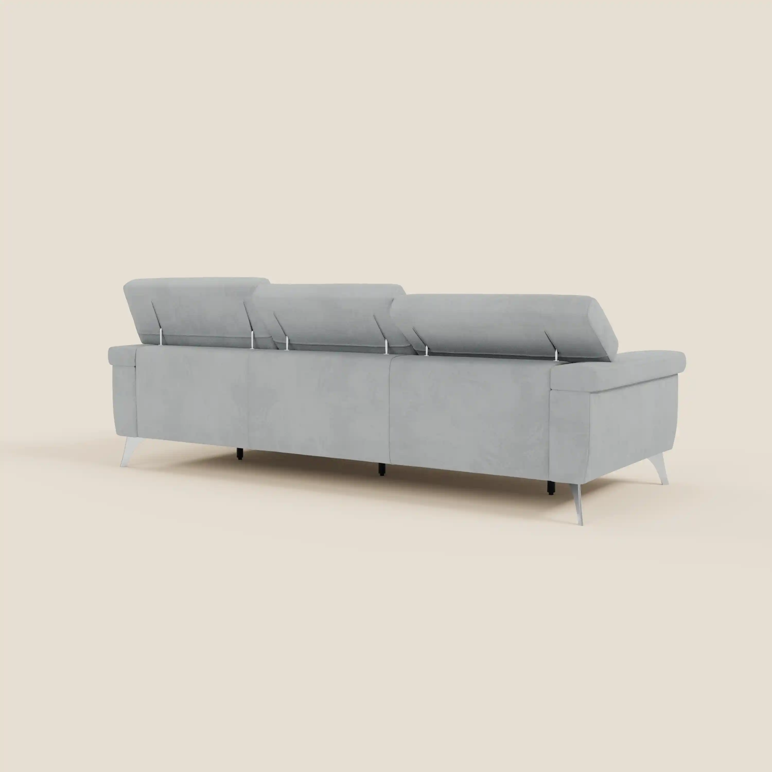 Raffaello Canapé d'angle avec assises coulissantes et têtières en microfibre détachable T11 gris clair - Image 7