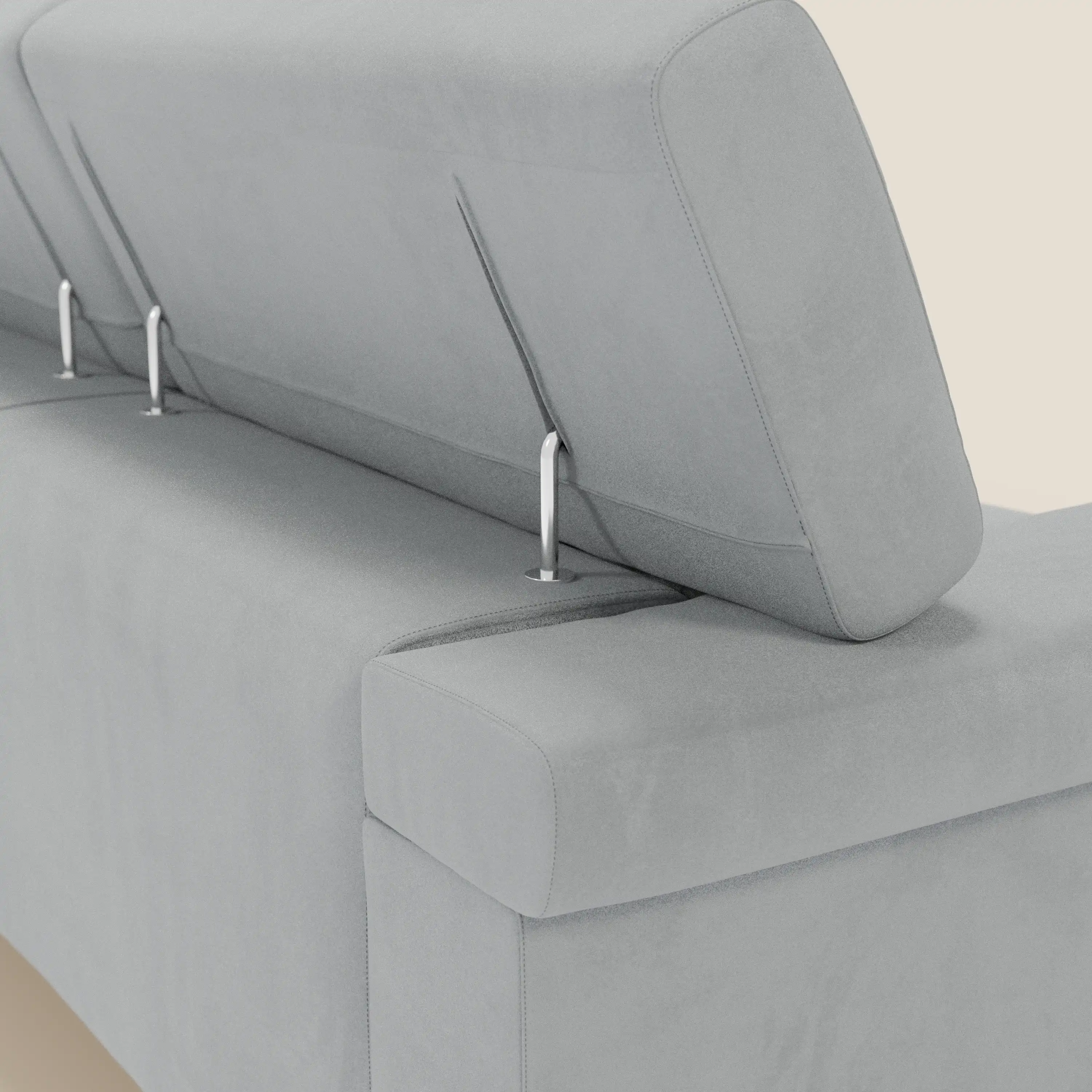 Raffaello Canapé d'angle avec assises coulissantes et têtières en microfibre détachable T11 gris clair - Image 8