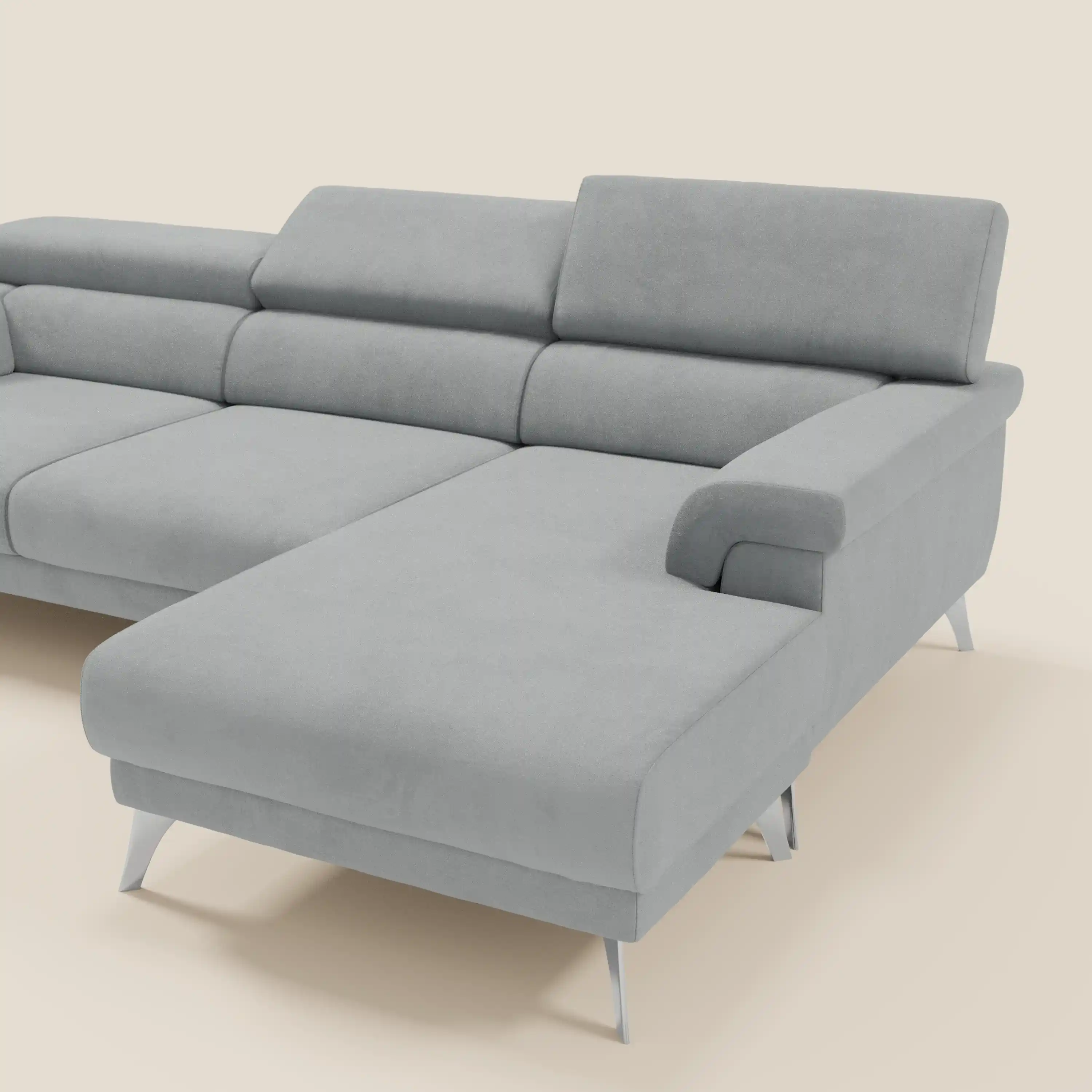 Raffaello Canapé d'angle avec assises coulissantes et têtières en microfibre détachable T11 gris clair - Image 9