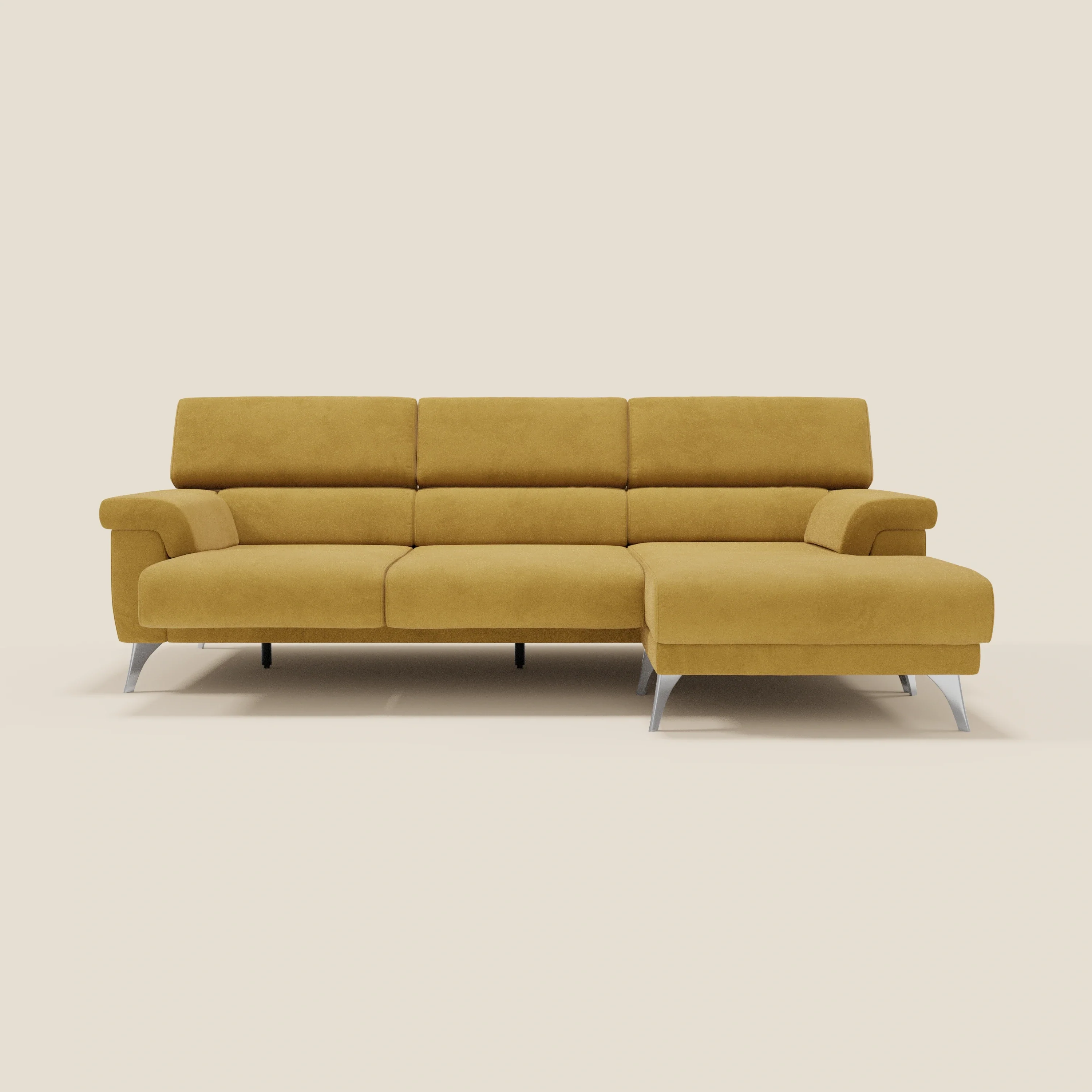 Raffaello Canapé d'angle avec assises coulissantes et têtières en microfibre détachable T11 jaune - Image 10