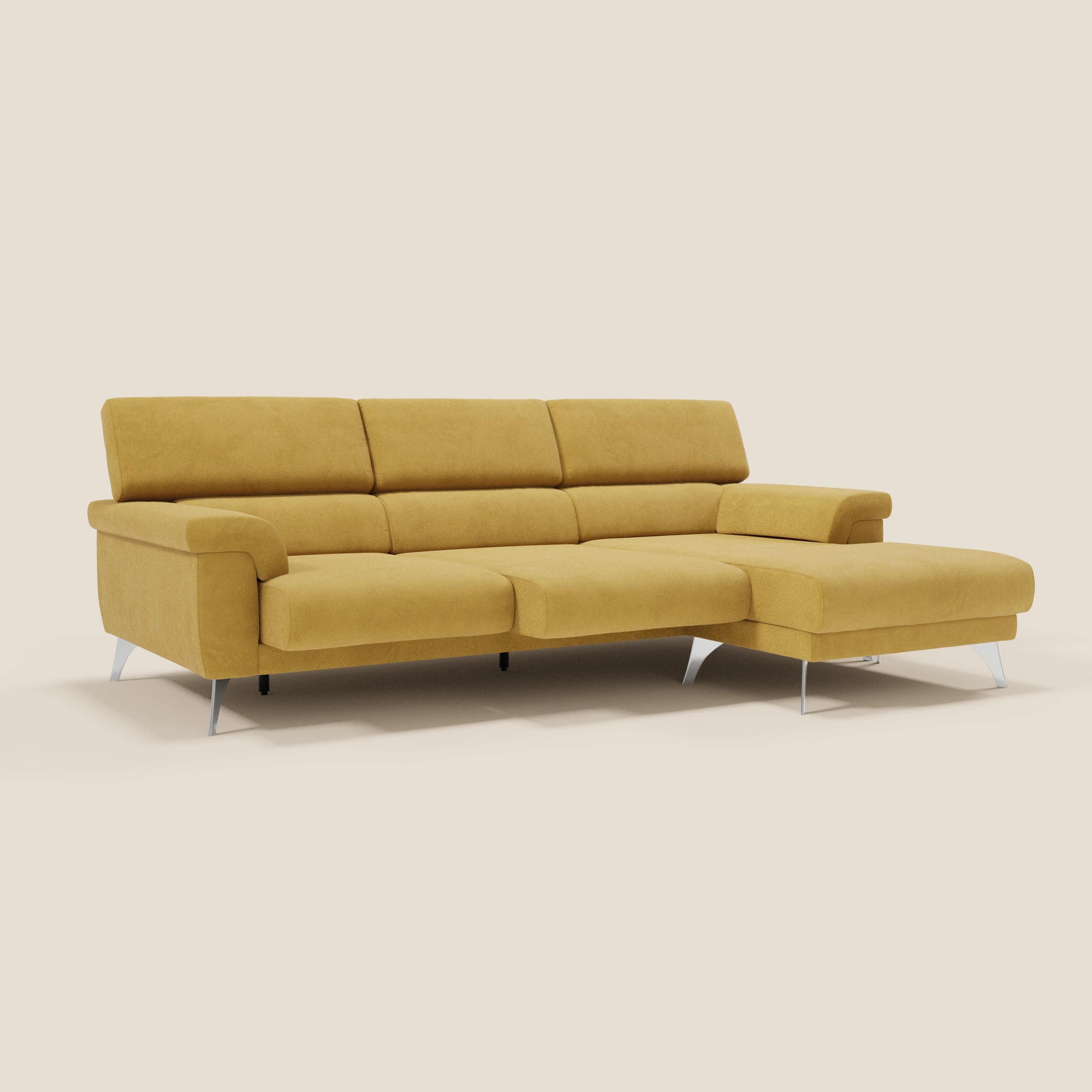 Raffaello Canapé d'angle avec assises coulissantes et têtières en microfibre détachable T11 jaune - Image 2