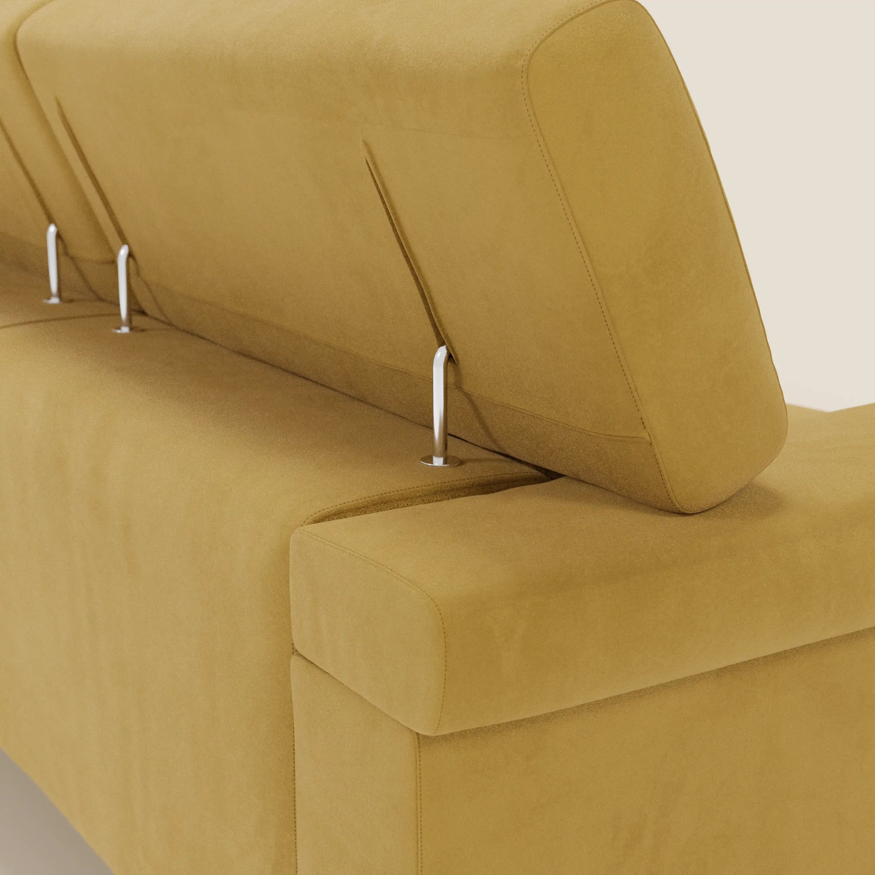 Raffaello Canapé d'angle avec assises coulissantes et têtières en microfibre détachable T11 jaune - Image 8