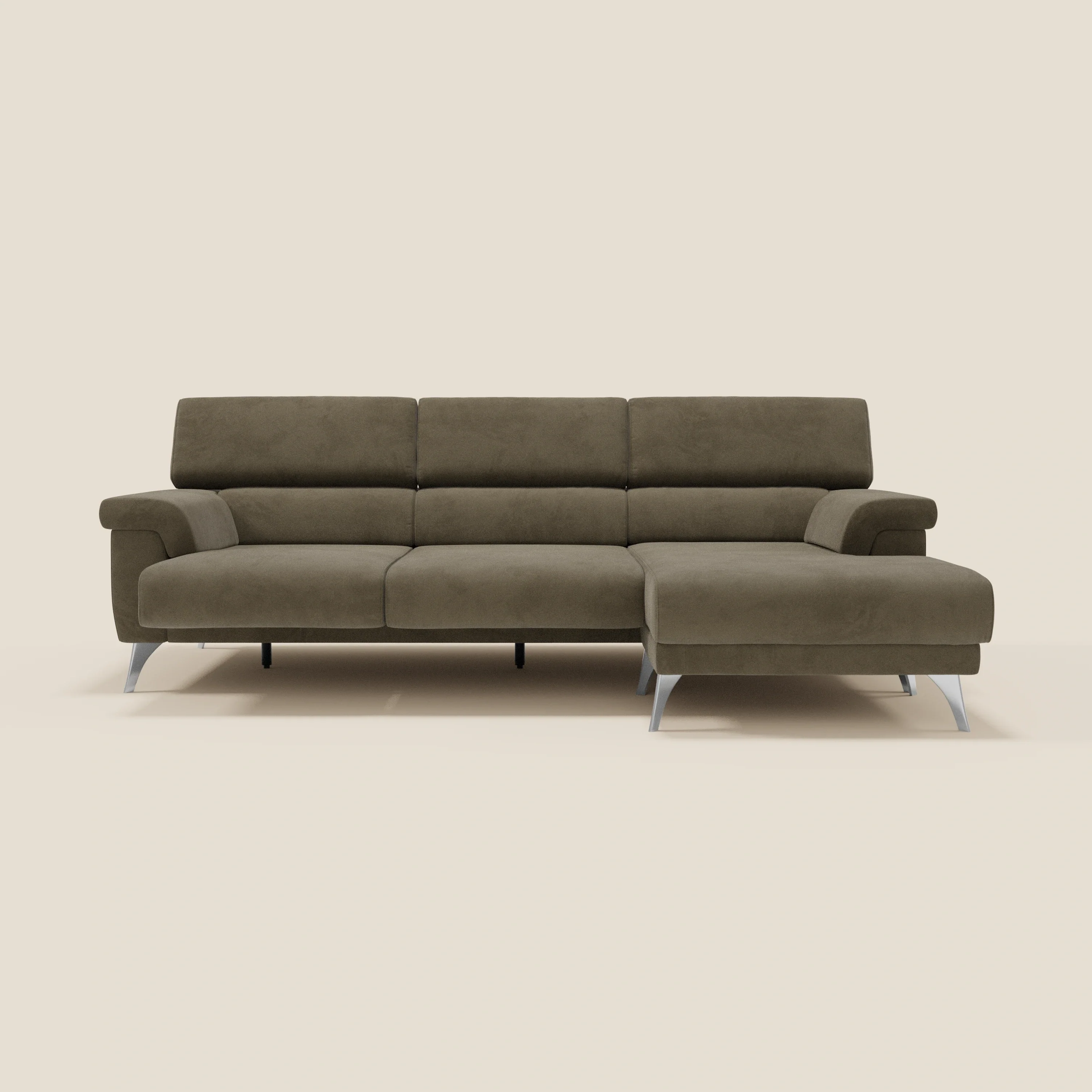 Raffaello Canapé d'angle avec assises coulissantes et têtières en microfibre détachable T11 marron - Image 10
