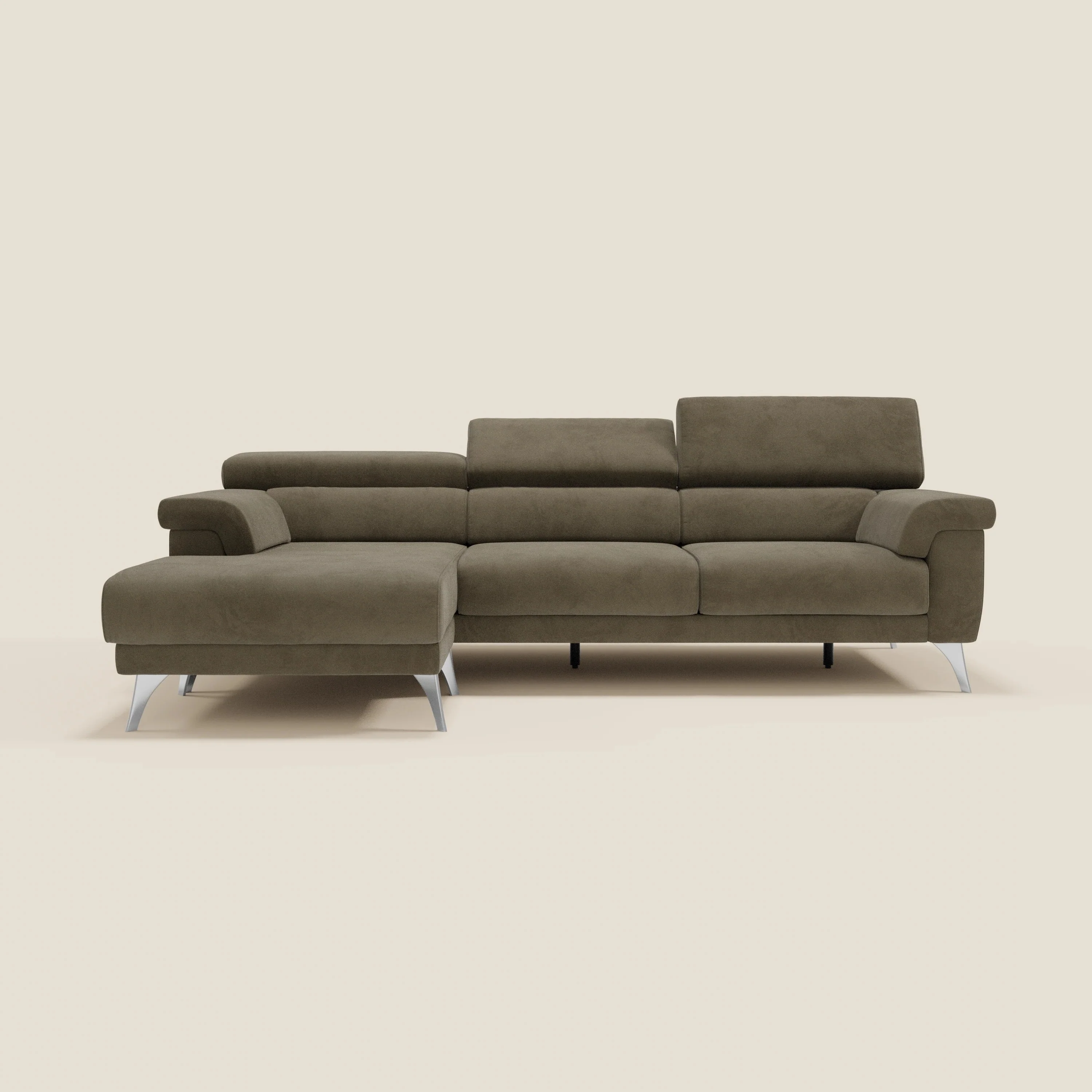 Raffaello Canapé d'angle avec assises coulissantes et têtières en microfibre détachable T11 marron - Image 11