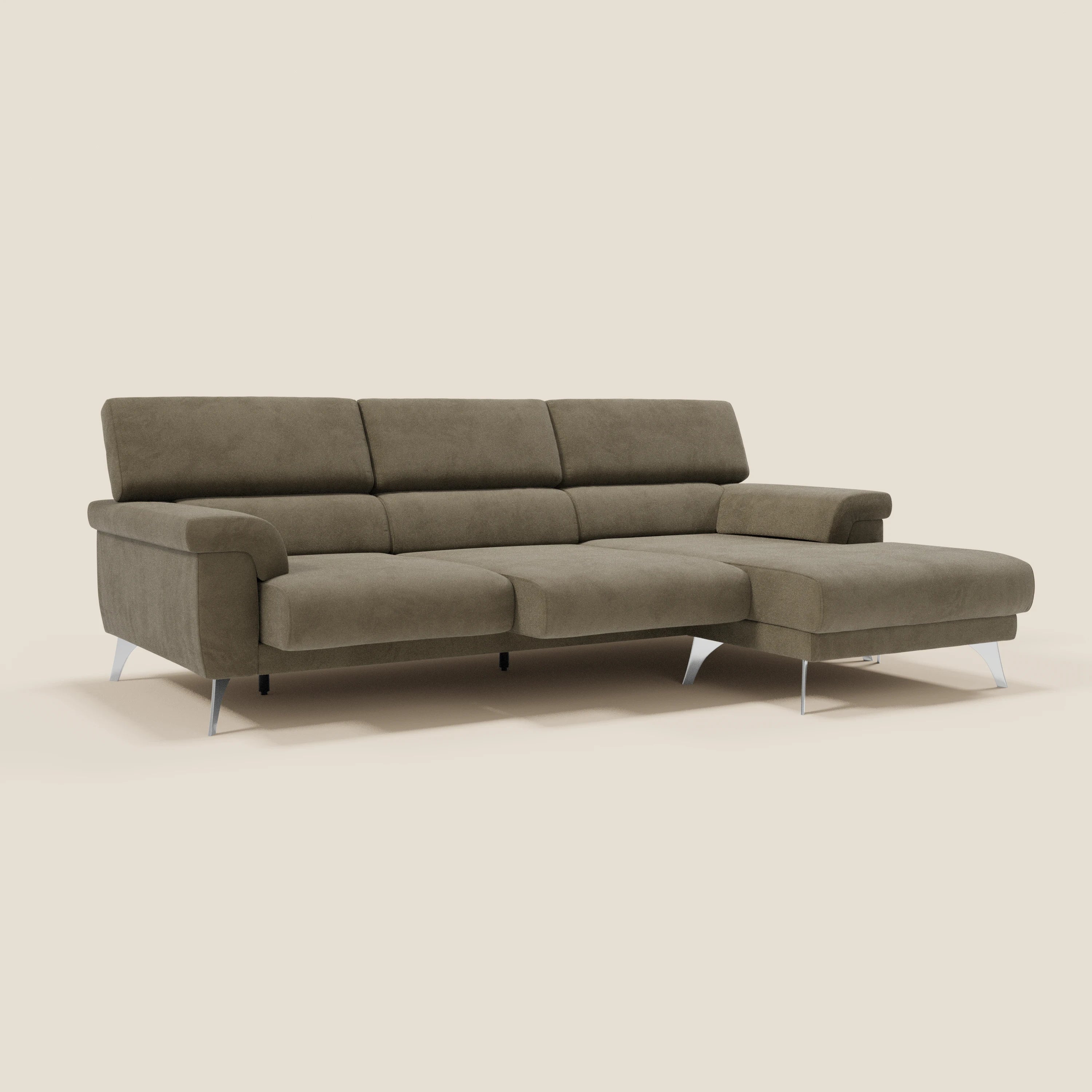 Raffaello Canapé d'angle avec assises coulissantes et têtières en microfibre détachable T11 marron - Image 2