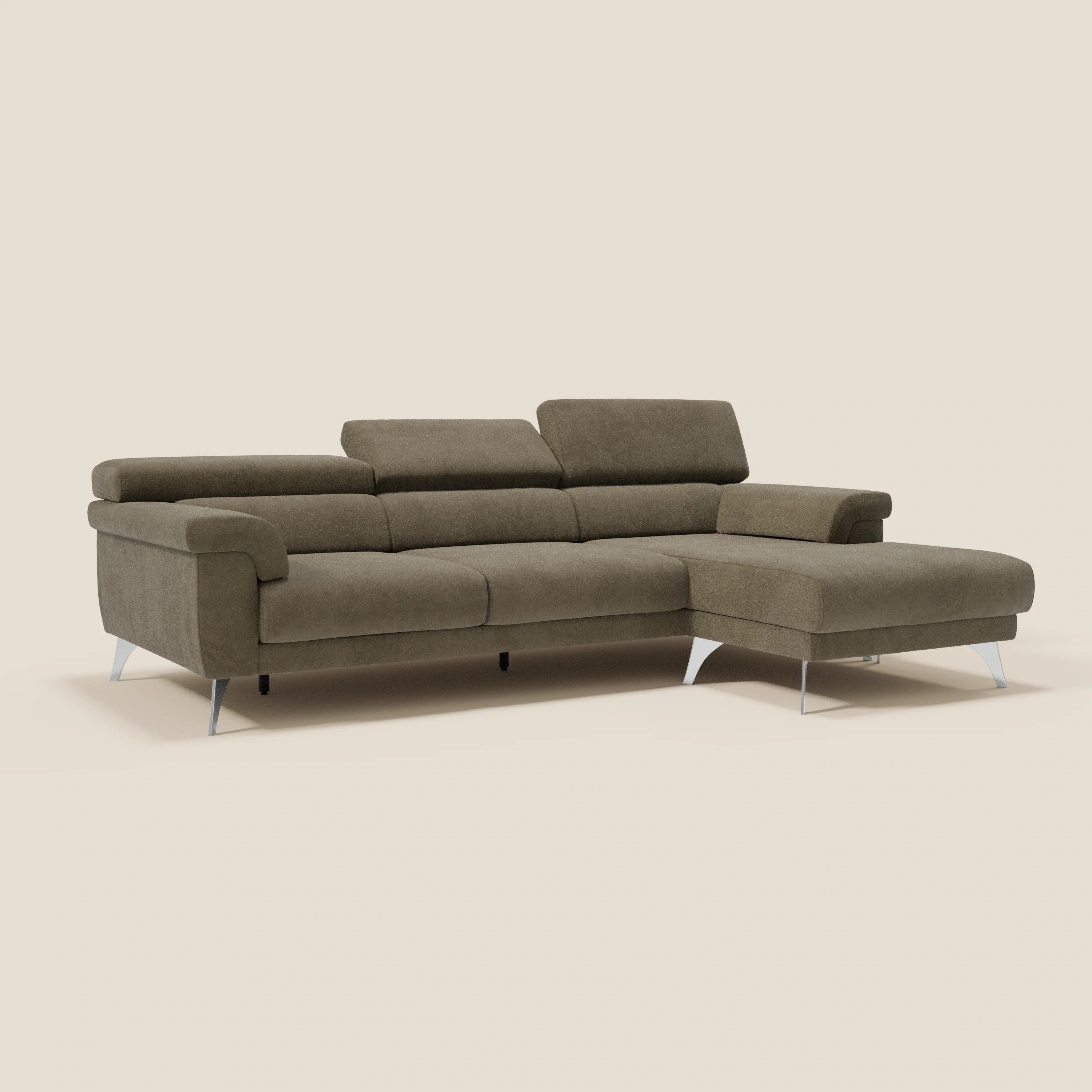 Raffaello Canapé d'angle avec assises coulissantes et têtières en microfibre détachable T11 marron - Image 3