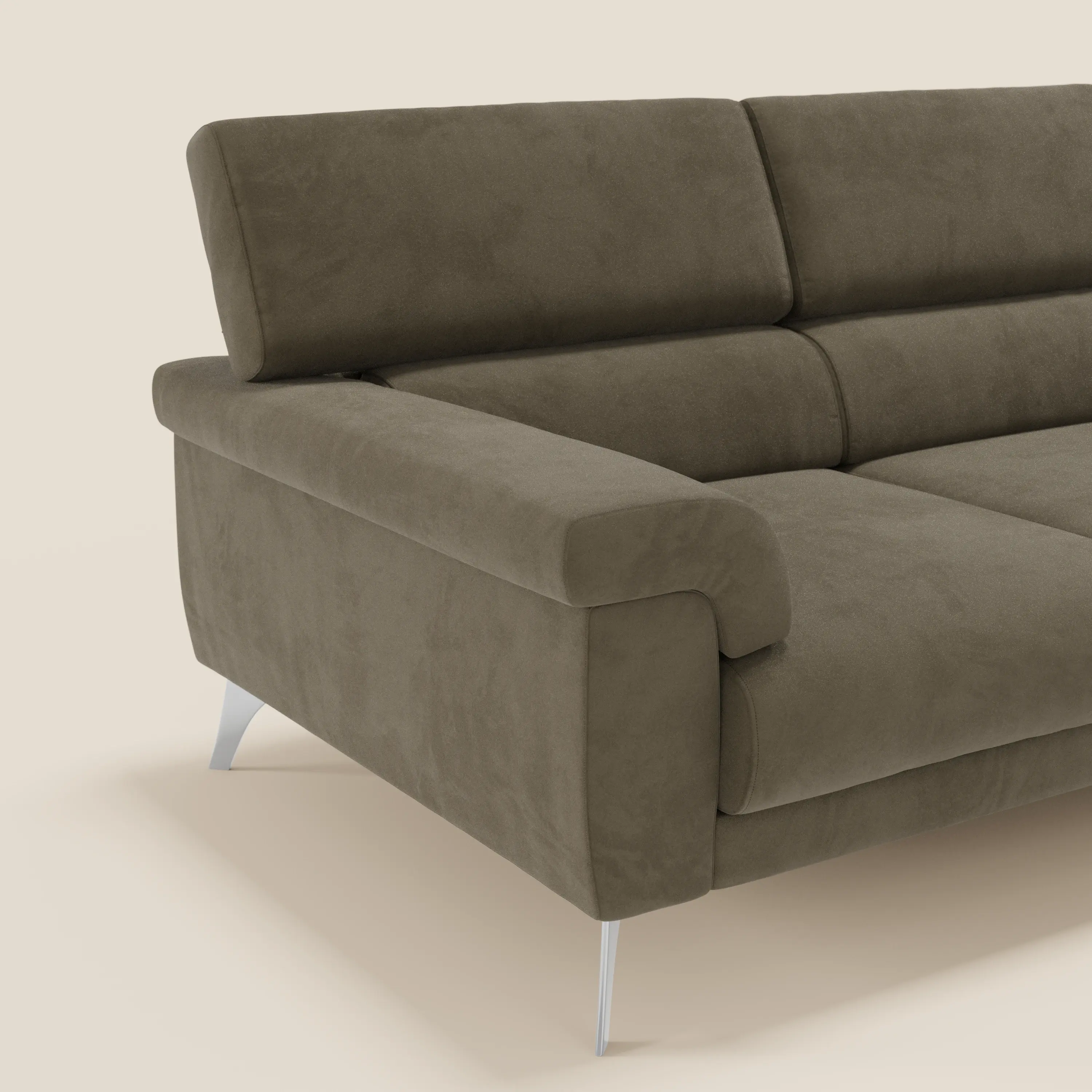 Raffaello Canapé d'angle avec assises coulissantes et têtières en microfibre détachable T11 marron - Image 4